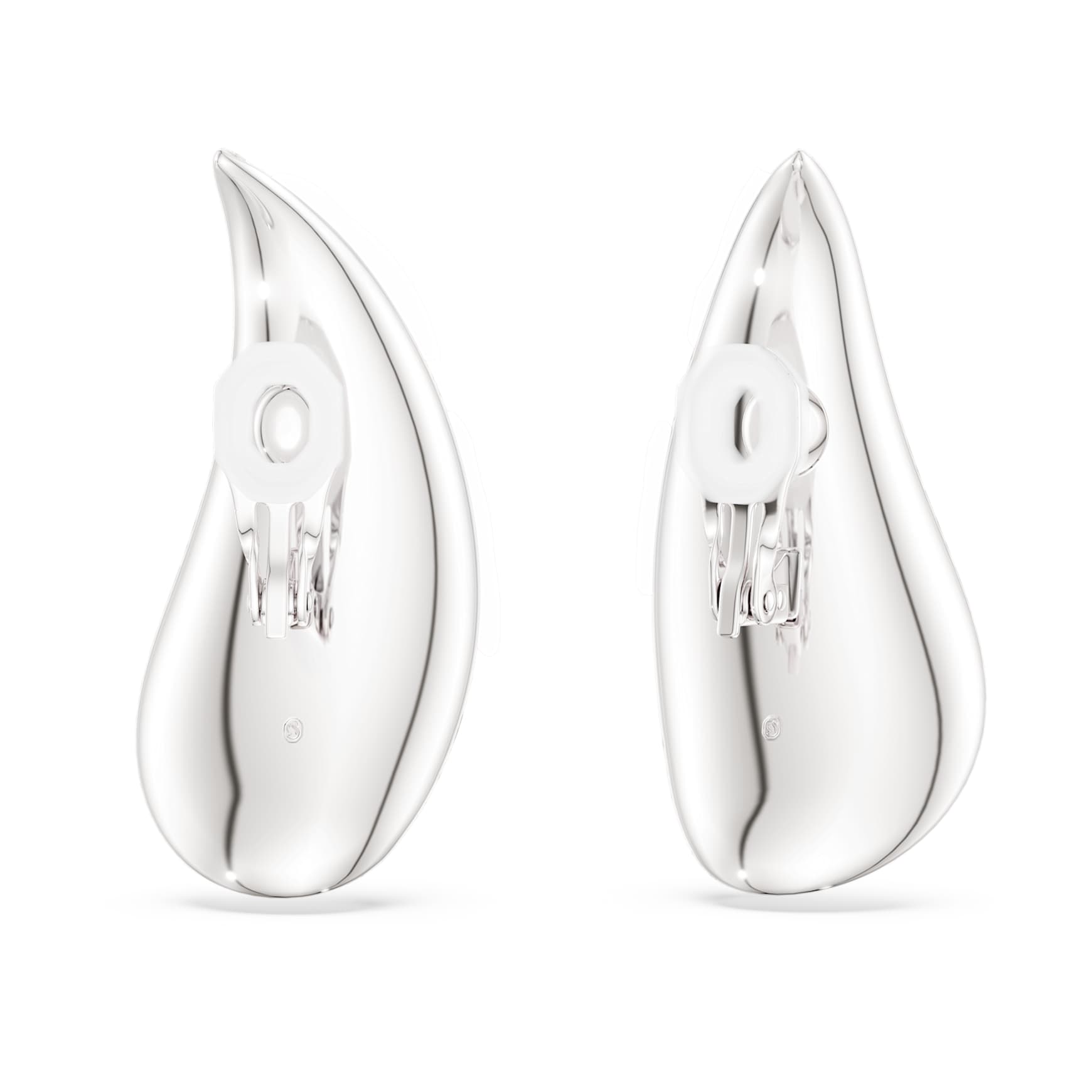 Classica clip earrings, Statement, Round cut, White, Sterling silver