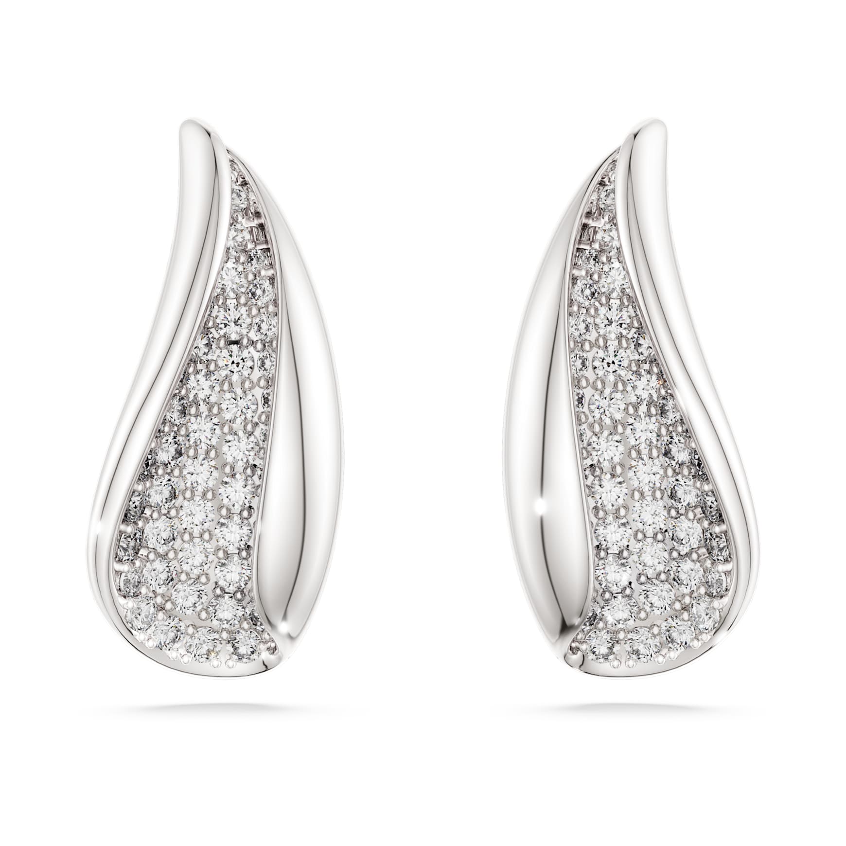 Classica drop earrings, Round cut, White, Sterling silver