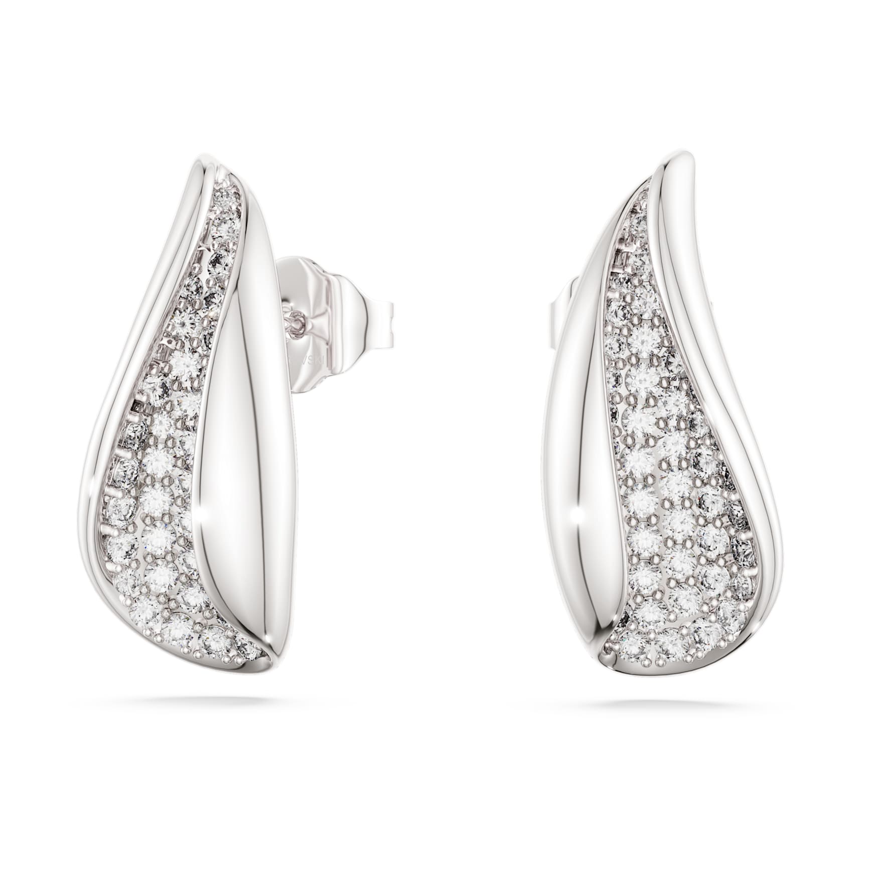 Classica drop earrings, Round cut, White, Sterling silver
