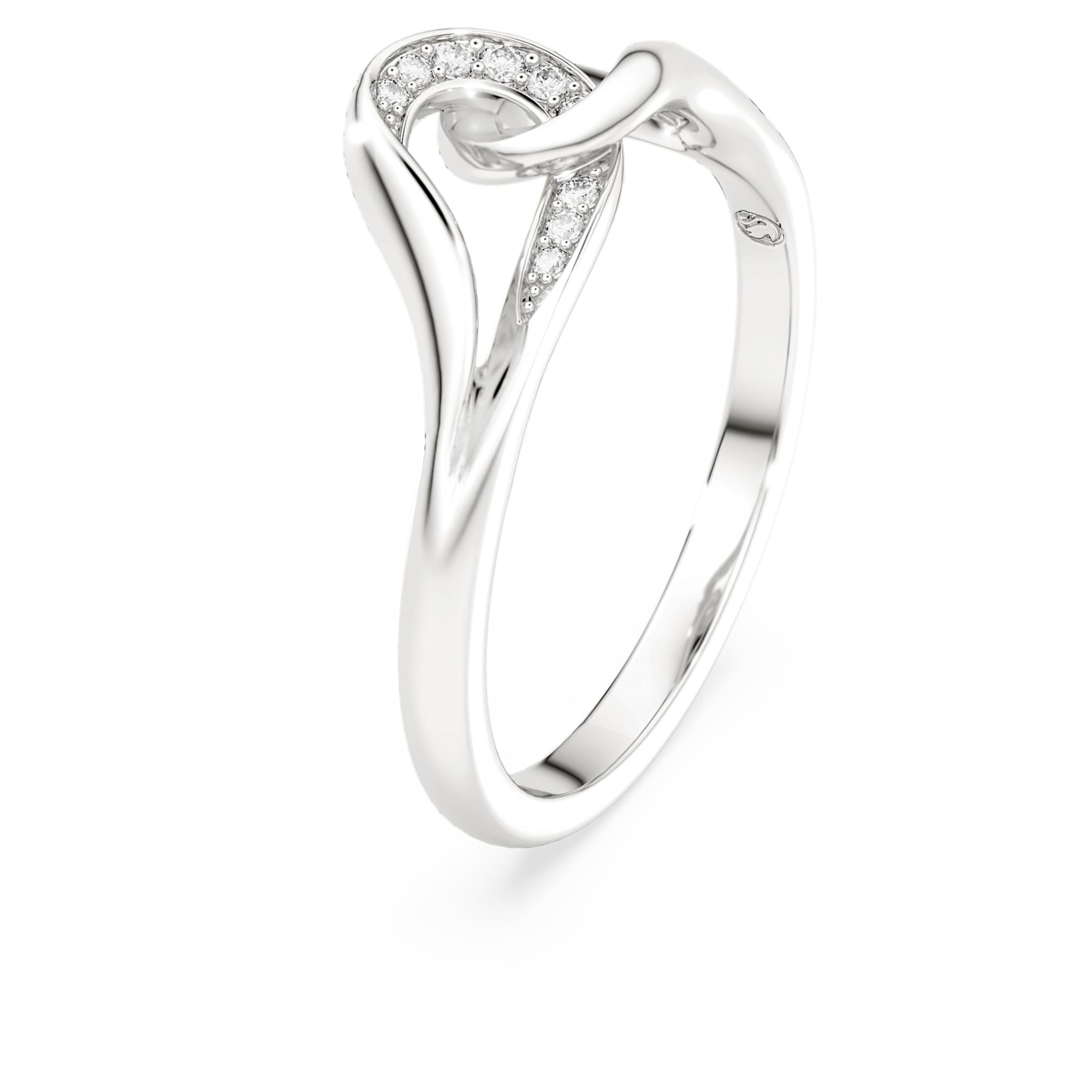 Classica ring, Round cut, Interlocking, White, Sterling silver
