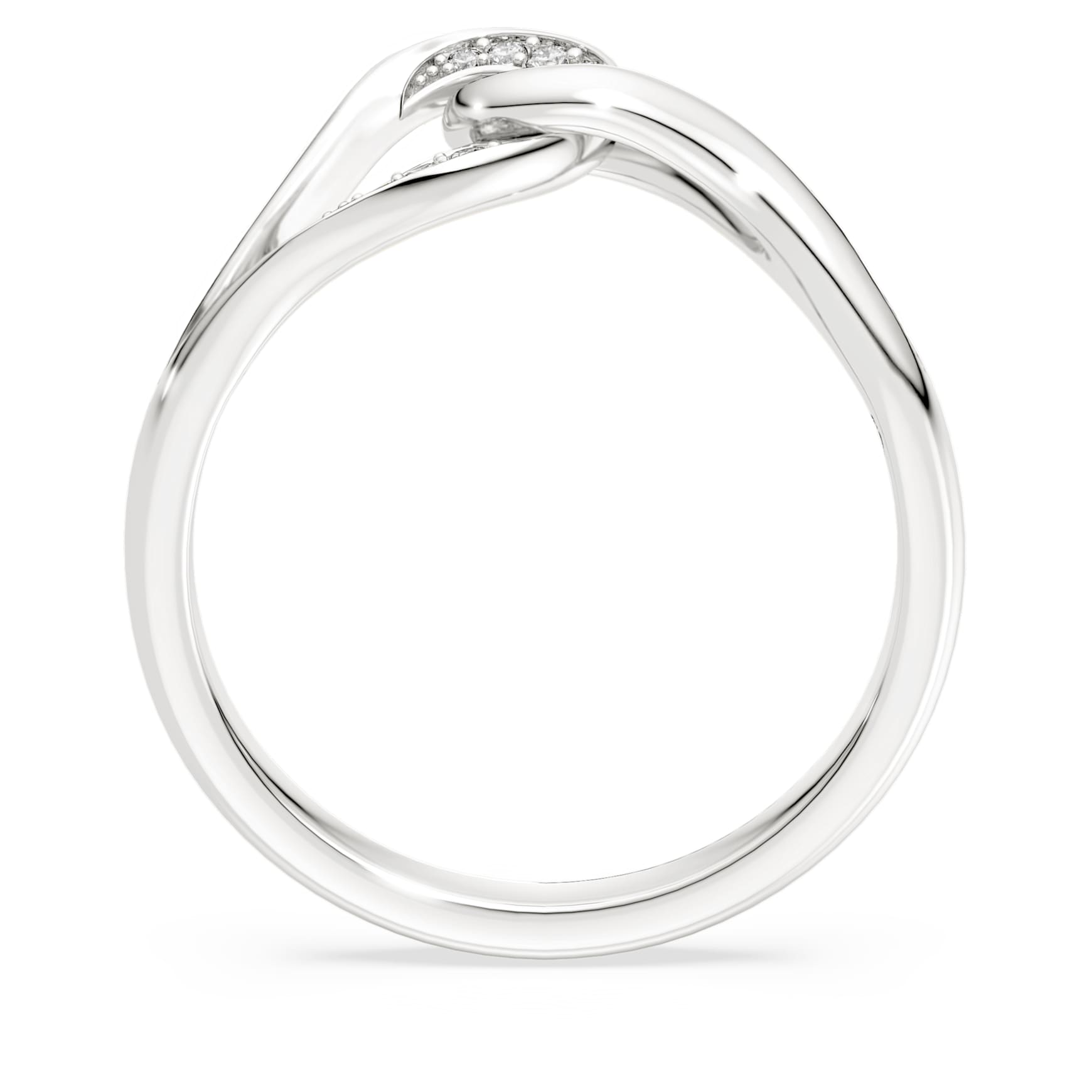 Classica ring, Round cut, Interlocking, White, Sterling silver