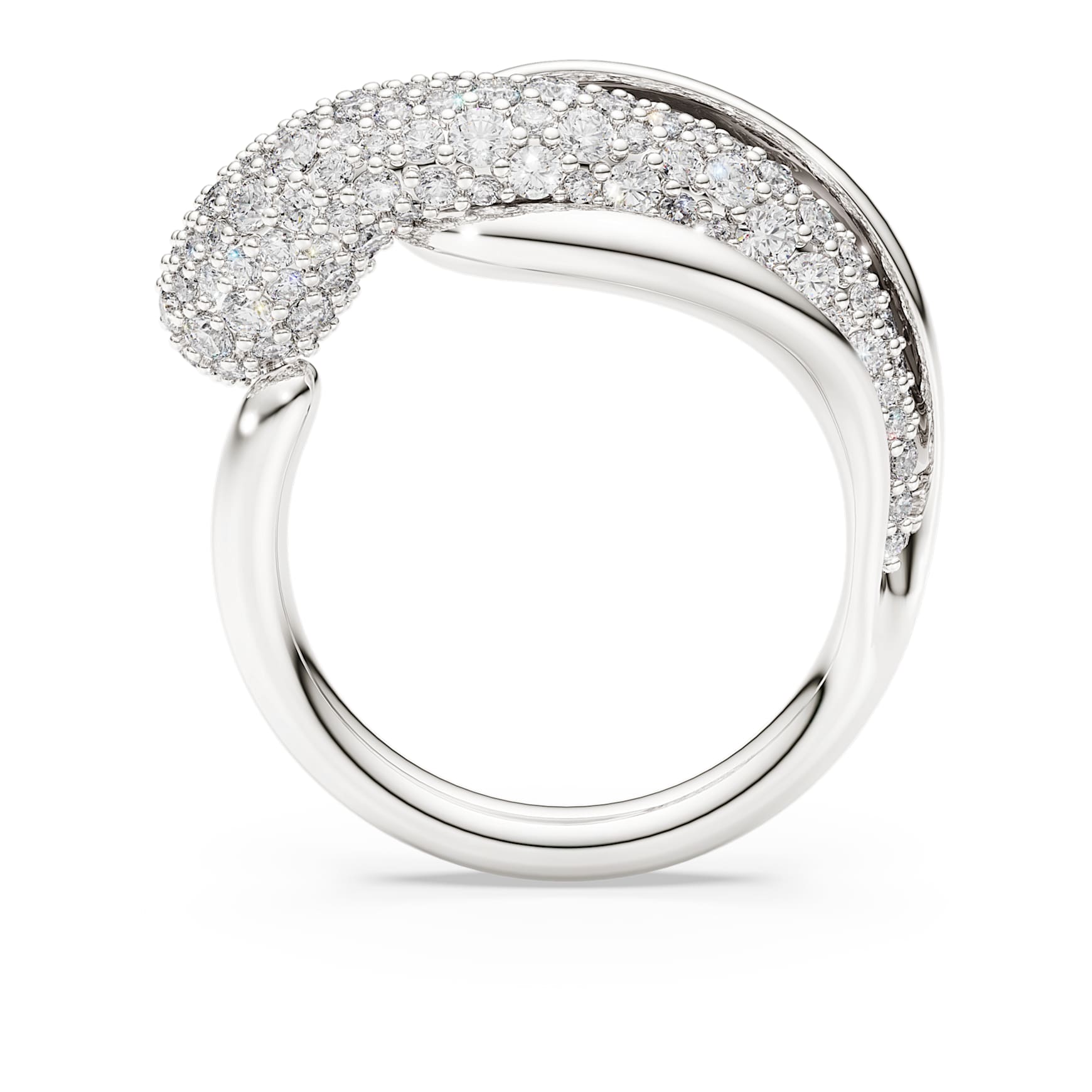 Classica cocktail ring, Round cut, White, Sterling silver