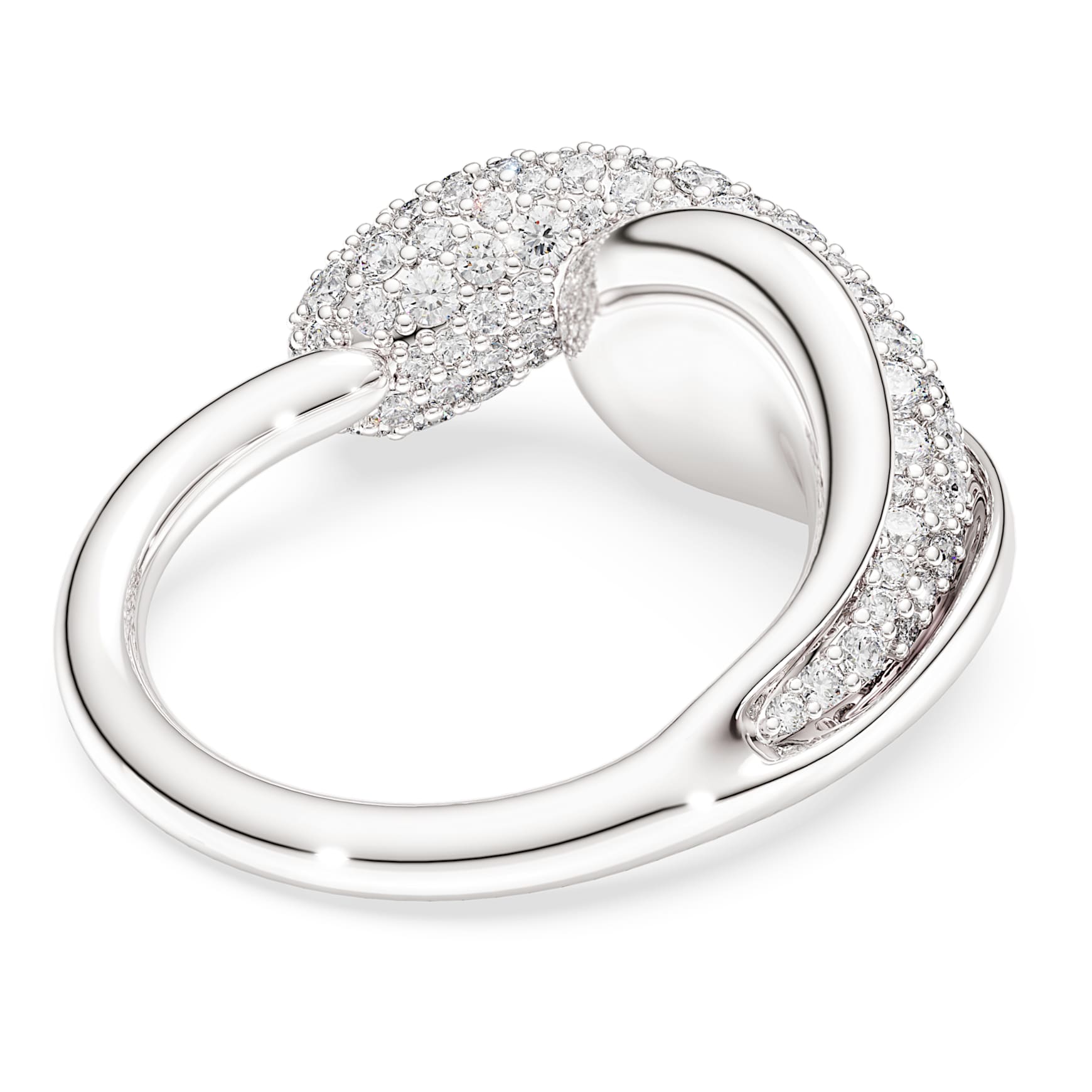 Swarovski Classica cocktail ring, Round cut, White, Sterling silver