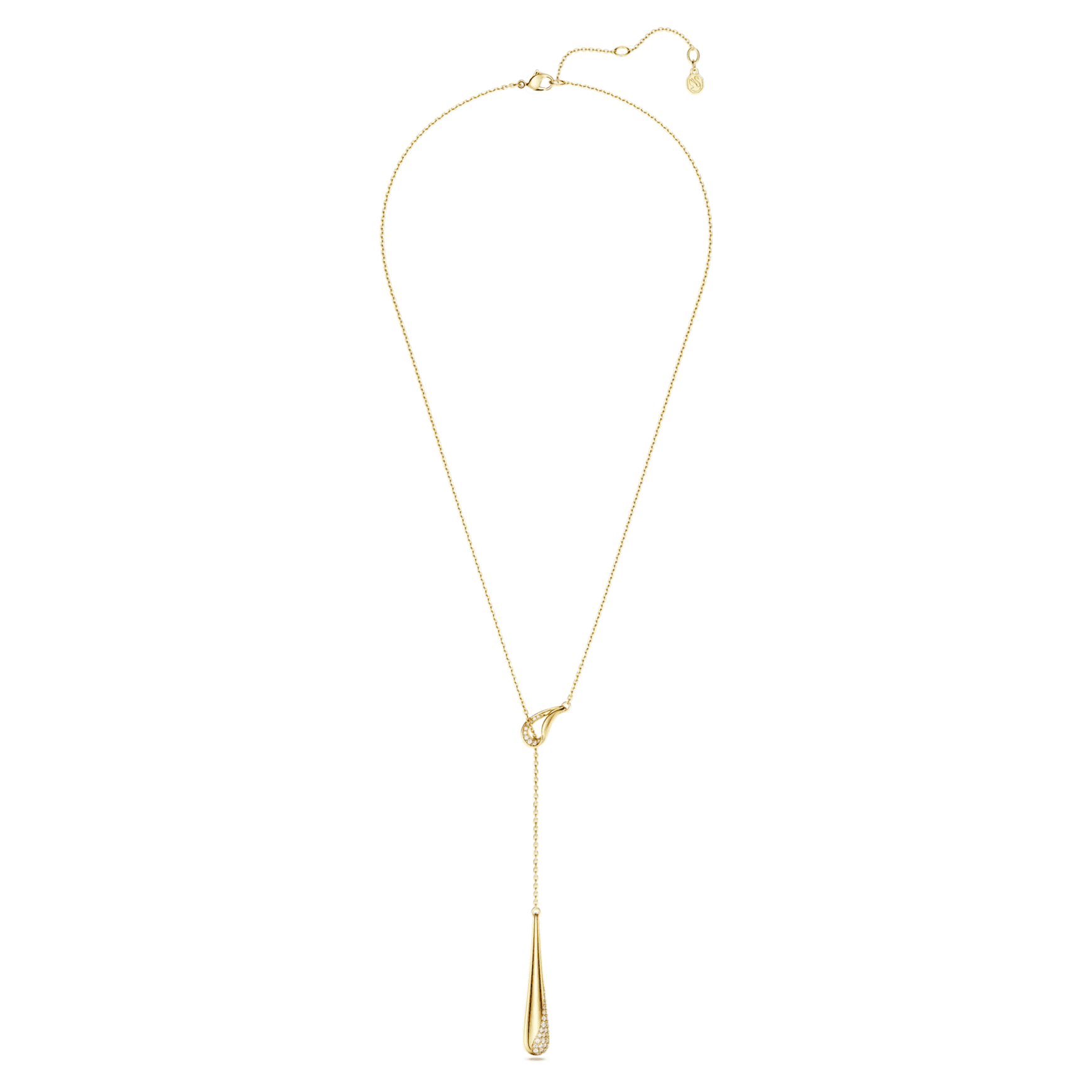 Classica Y pendant, Round cut, White, Sterling silver, 18K gold finish