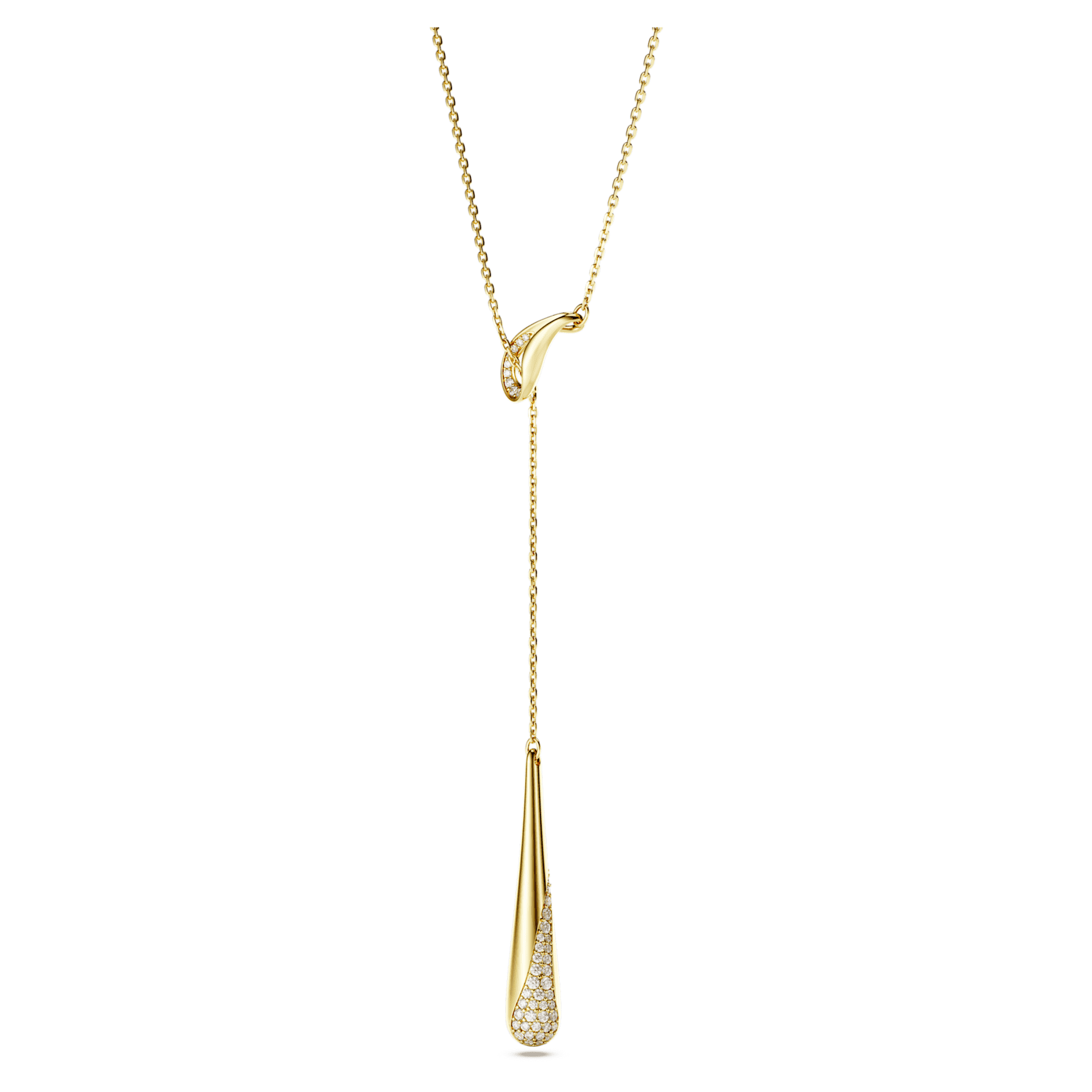 Classica Y pendant, Round cut, White, Sterling silver, 18K gold finish