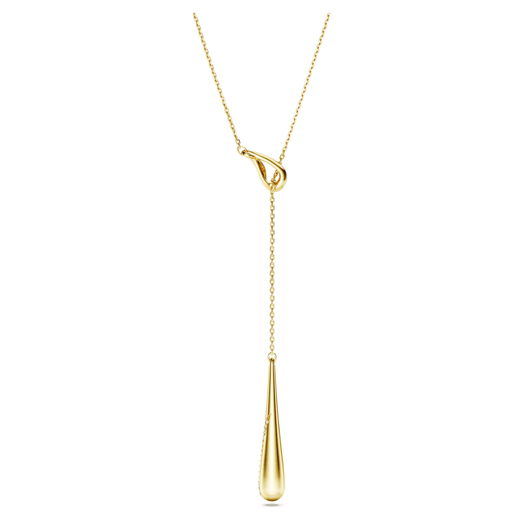 Classica Y pendant, Round cut, White, Sterling silver, 18K gold finish