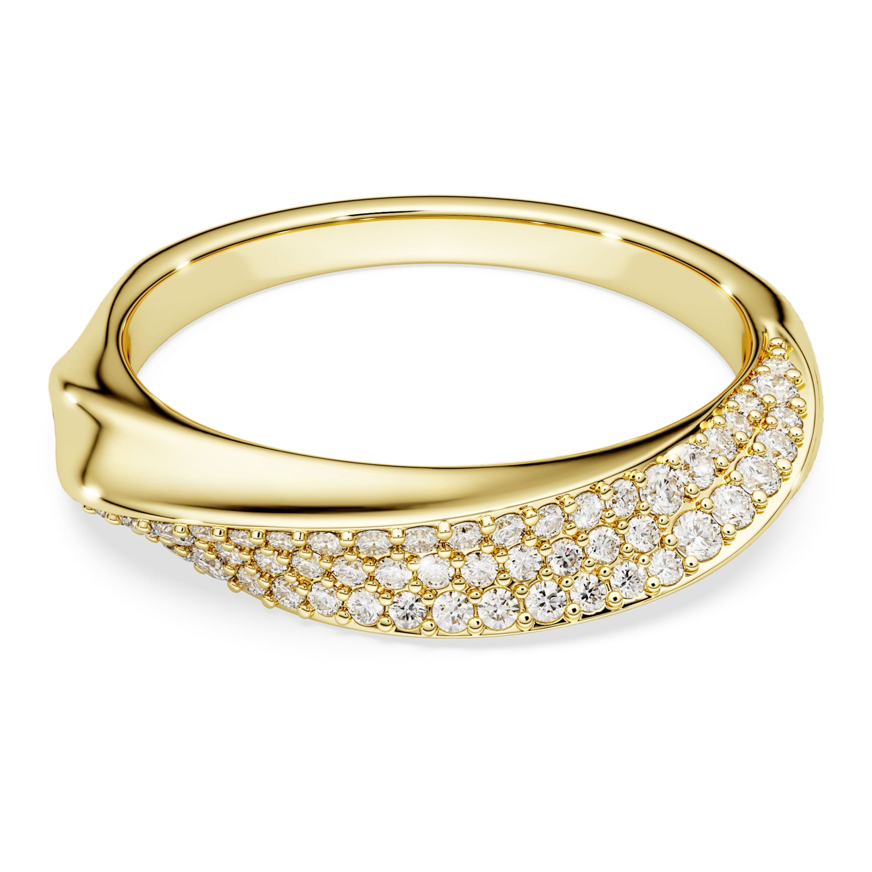 Swarovski Classica band ring, Round cut, White, Sterling silver, 18K gold finish