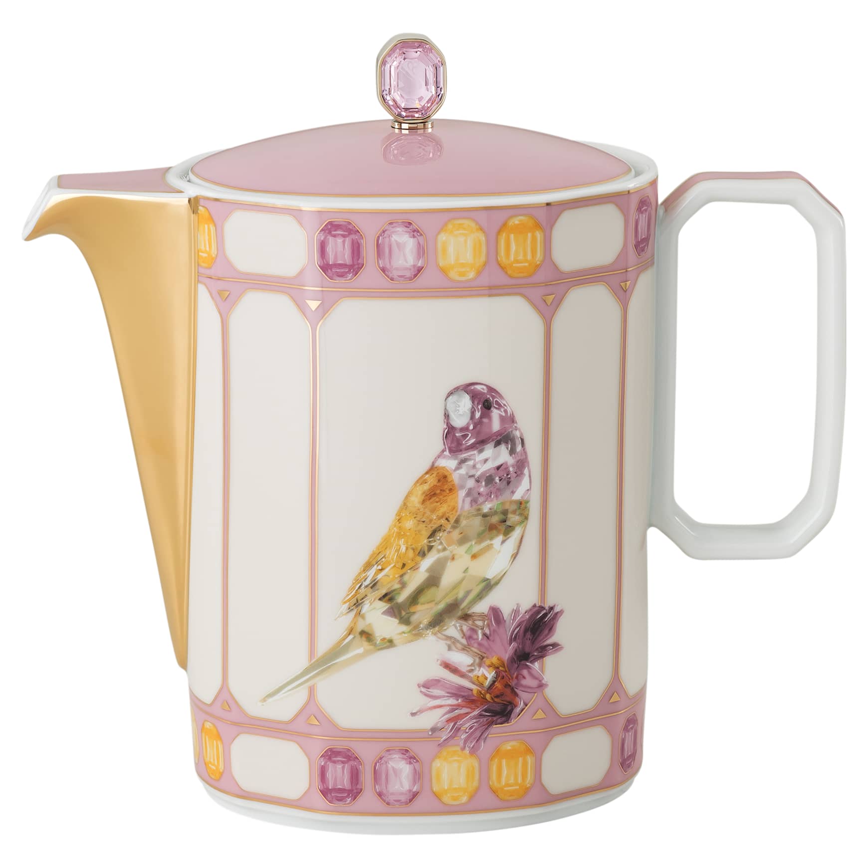 Idyllia coffee pot, Porcelain, Crystal print motif, Bird, Multicoloured by SWAROVSKI