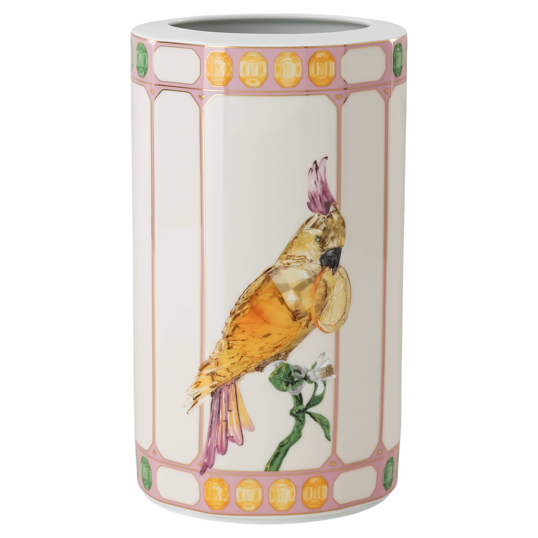 Idyllia vase, Porcelain, Crystal print motif, Bird, Multicoloured by SWAROVSKI