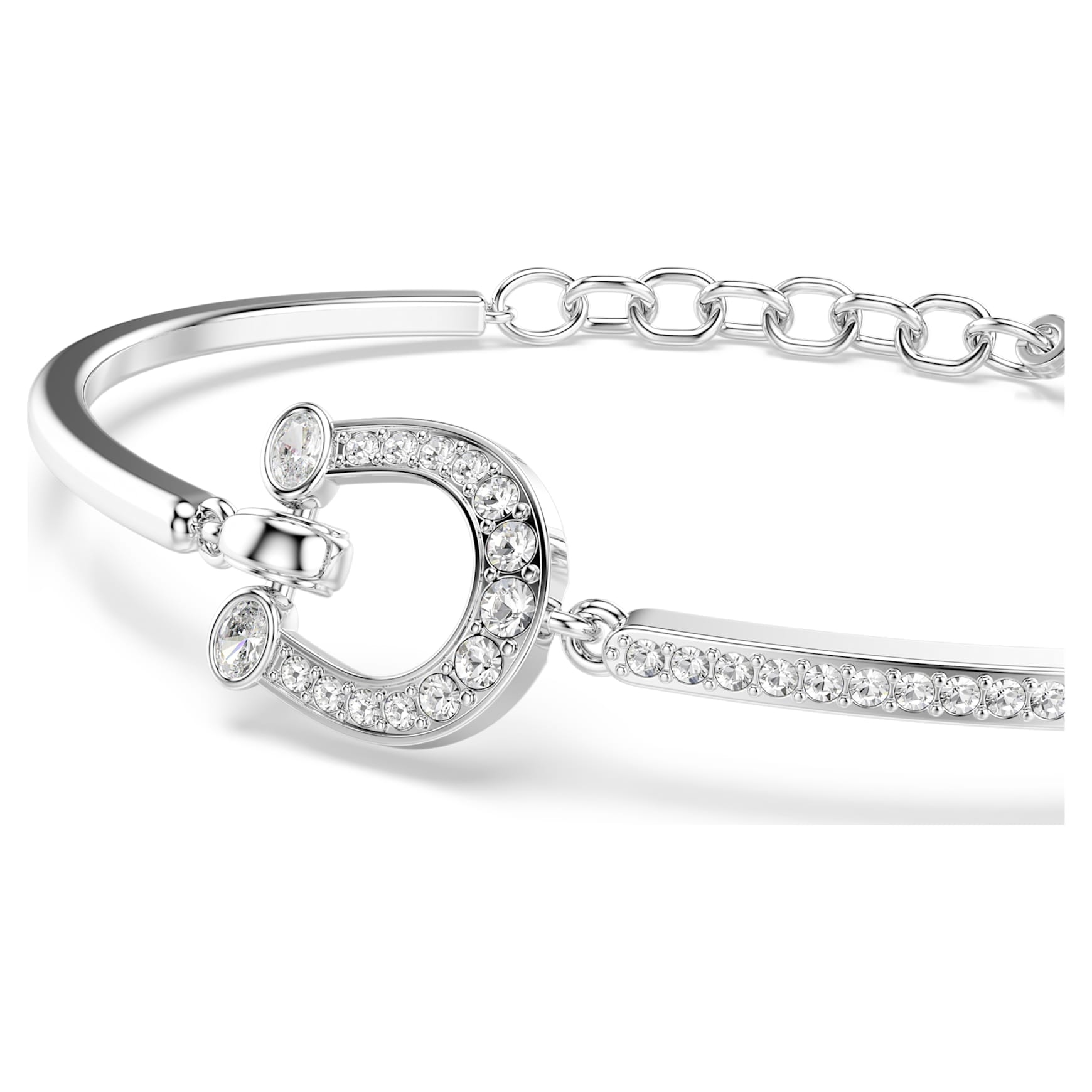 Symbolica bracelet, Pavé, Horse shoe, White, Rhodium plated by SWAROVSKI