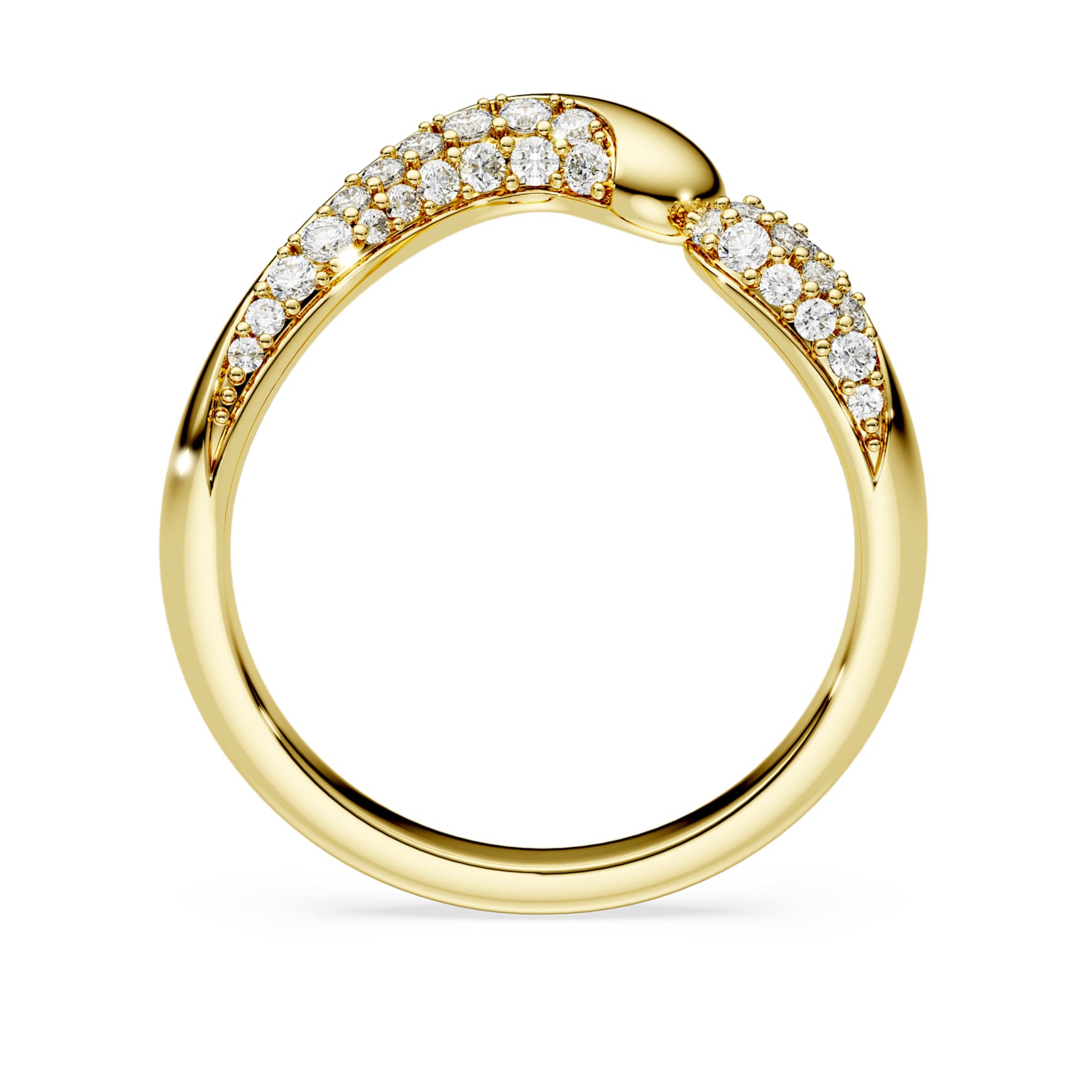 Swarovski Classica open ring, Round cut, White, Sterling silver, 18K gold finish