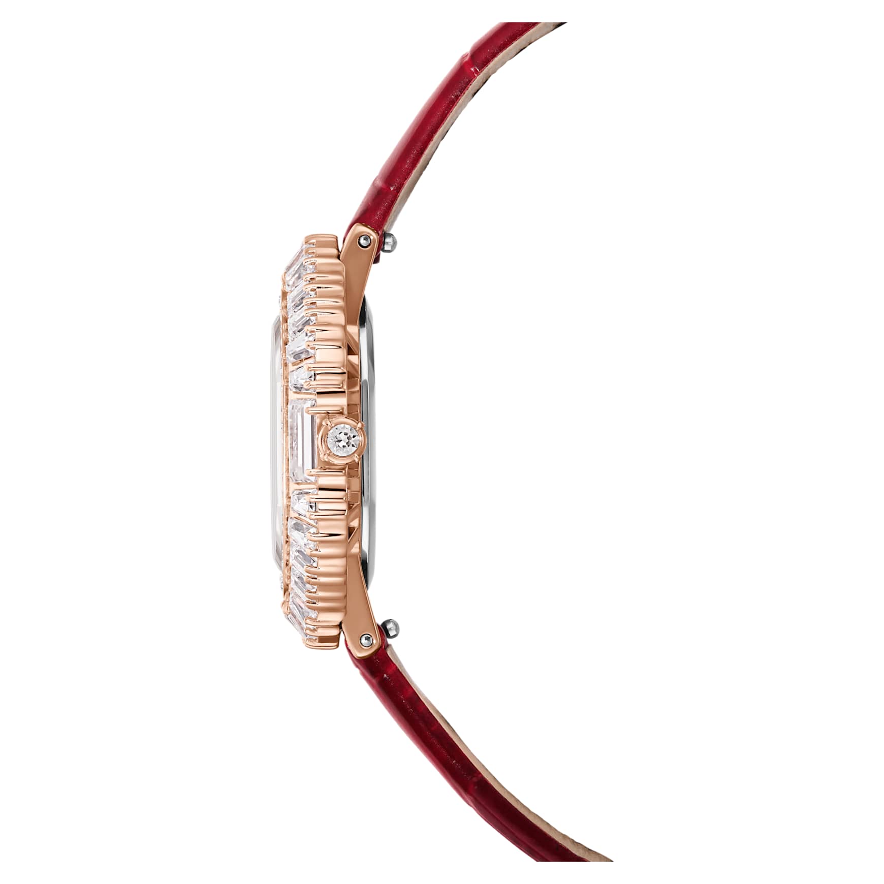 Matrix octagon watch, Leather strap, Rose gold tone, Rose gold-tone finish
