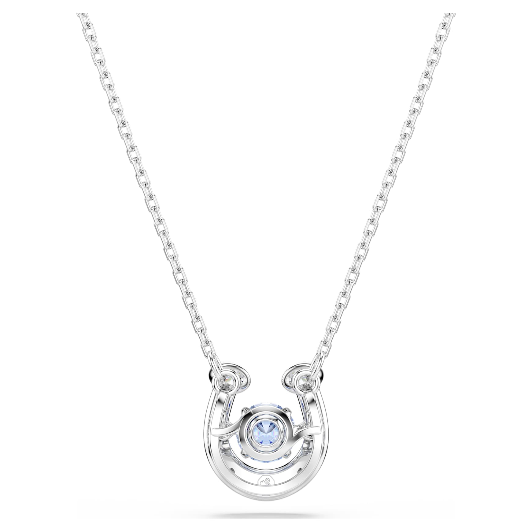 Symbolica pendant, Round cut, Pavé, Horseshoe, Blue, Rhodium plated by SWAROVSKI