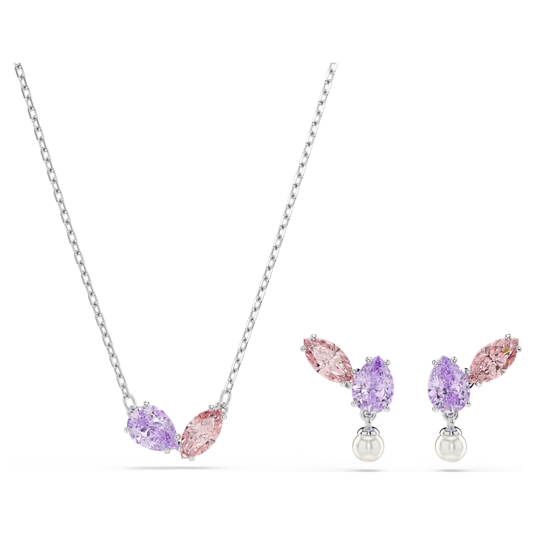 Ariana Grande x Swarovski set, Mixed cuts, Multicoloured, Rhodium plated by SWAROVSKI