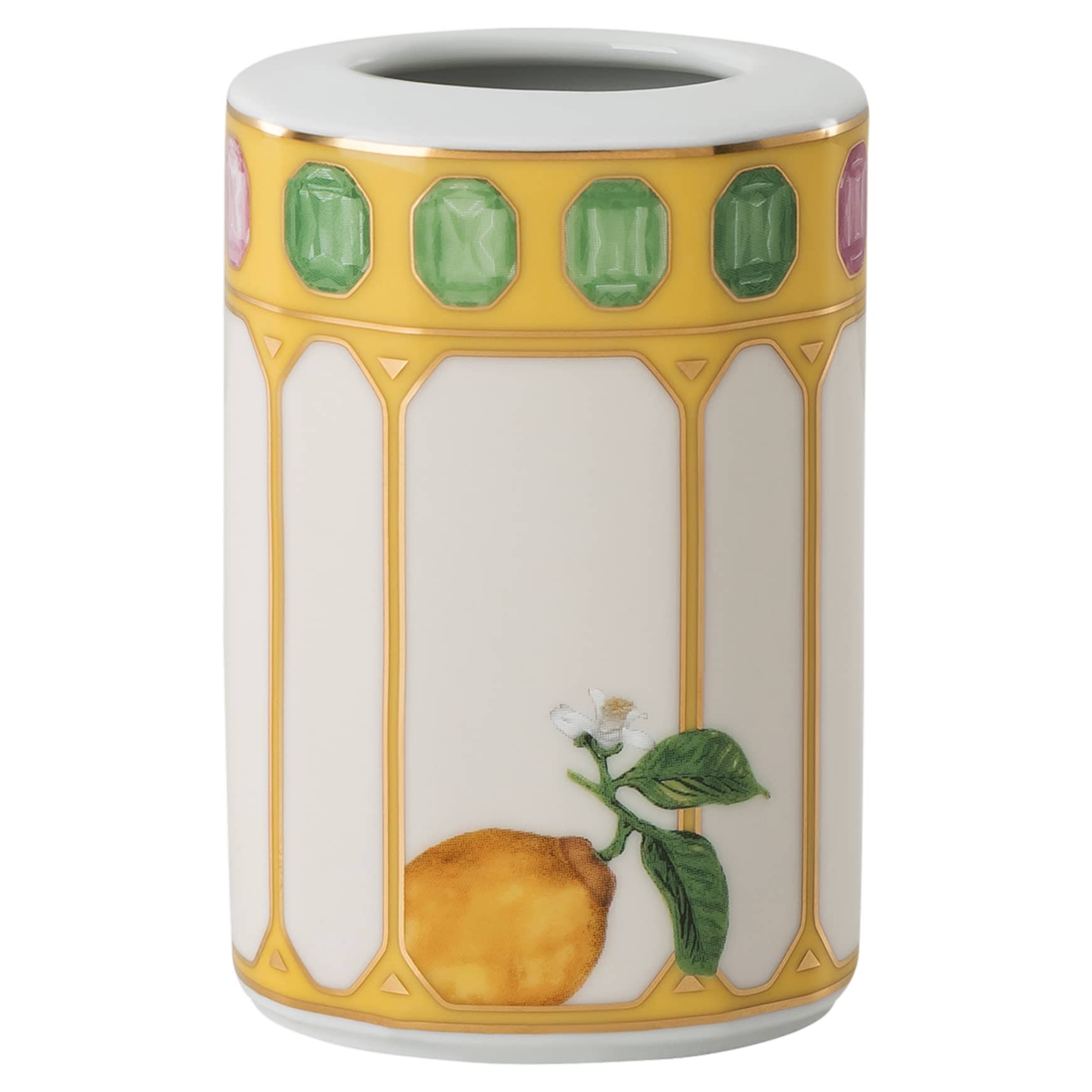 Idyllia vase, Porcelain, Crystal print motif, flower, Yellow by SWAROVSKI