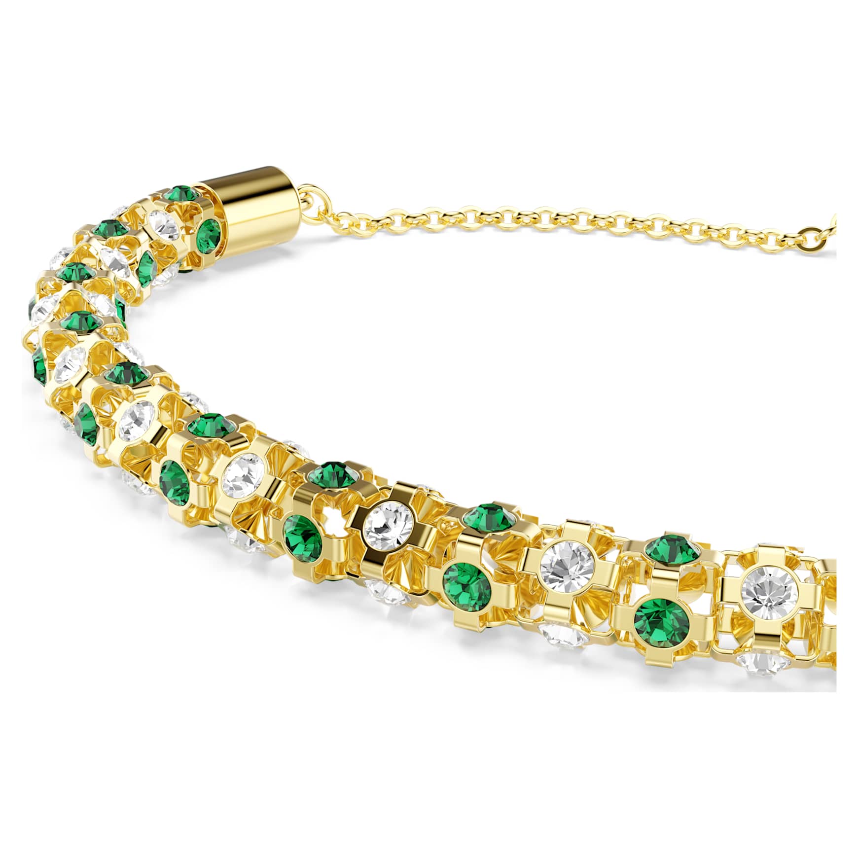 Dextera bracelet, Round cut, Green, 18K gold finish