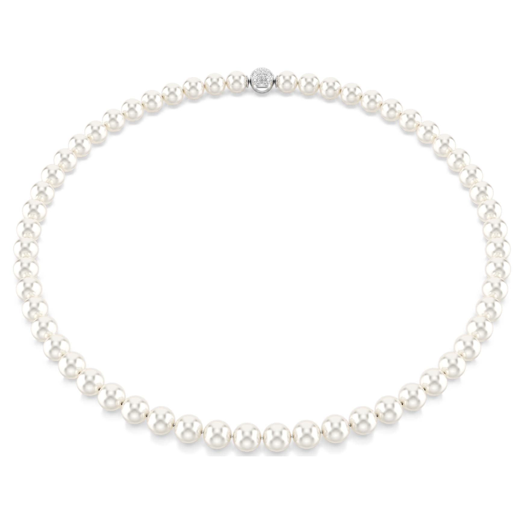 Matrix necklace, Crystal pearl, White, Rhodium plated by SWAROVSKI