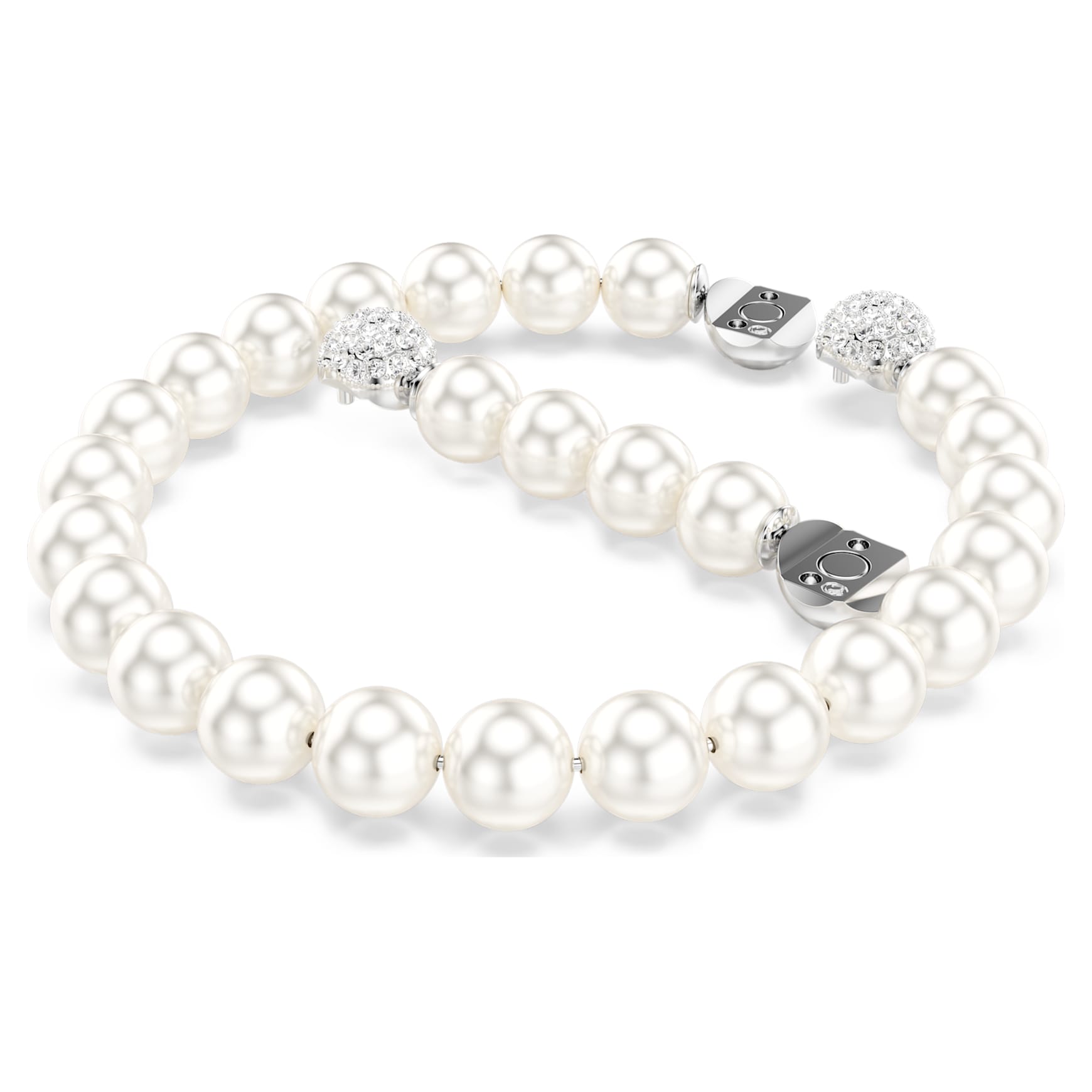 Matrix bracelet, Crystal pearl, White, Rhodium plated by SWAROVSKI