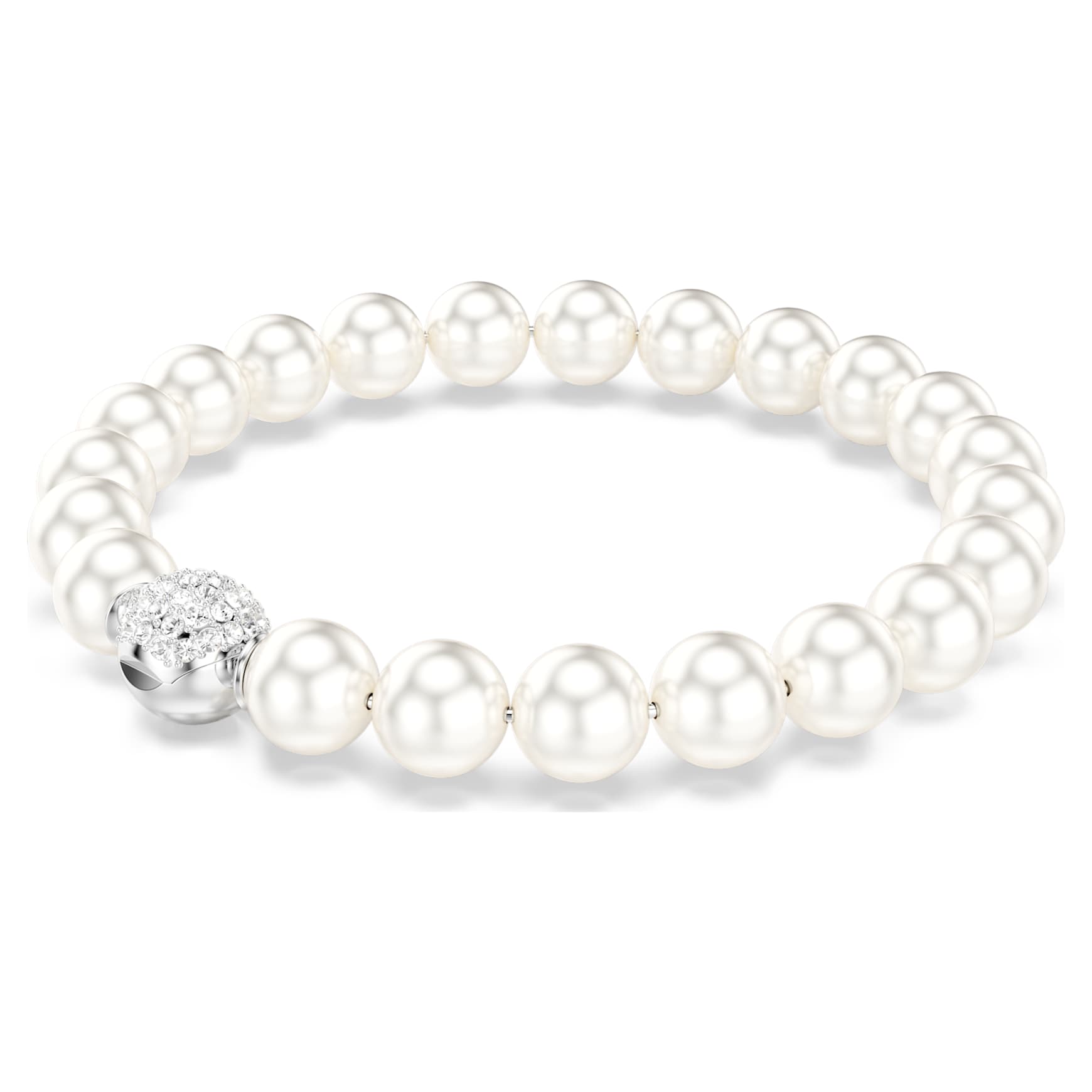 Matrix bracelet, Crystal pearl, White, Rhodium plated by SWAROVSKI