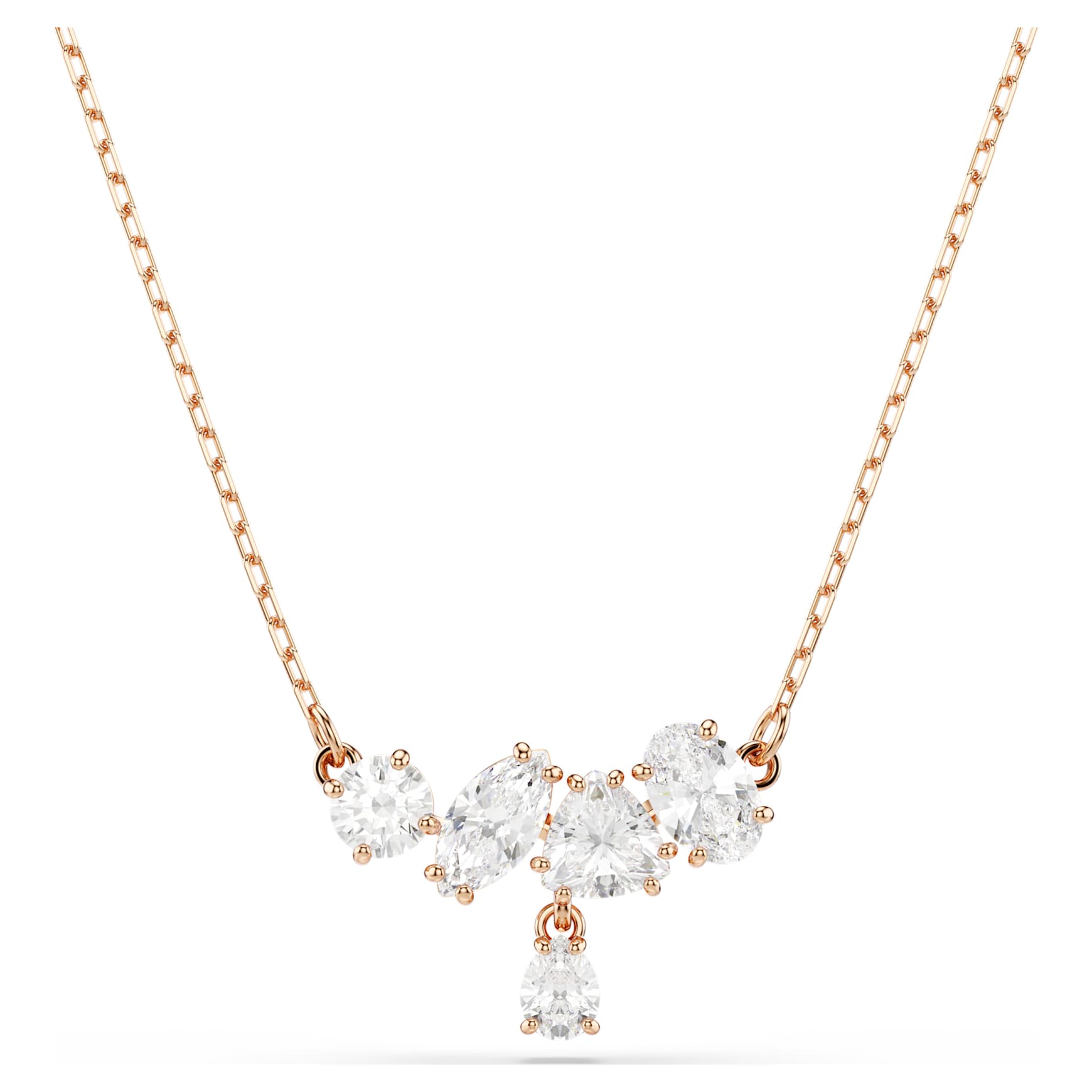 Mesmera necklace, Mixed cuts, White, 18K rose gold finish