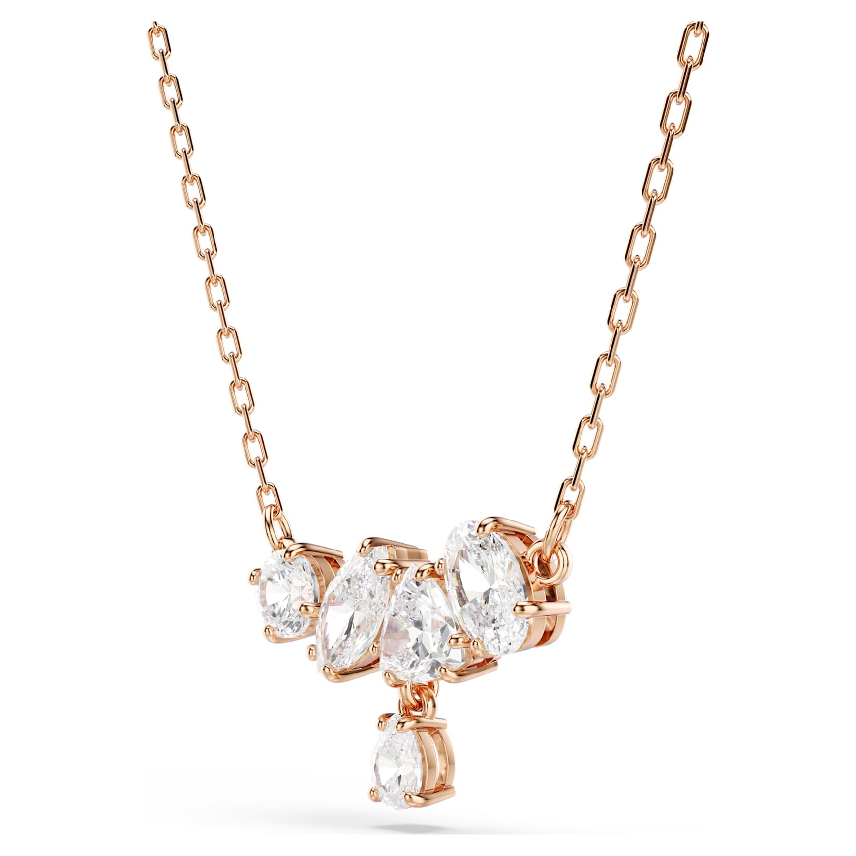 Mesmera necklace, Mixed cuts, White, 18K rose gold finish