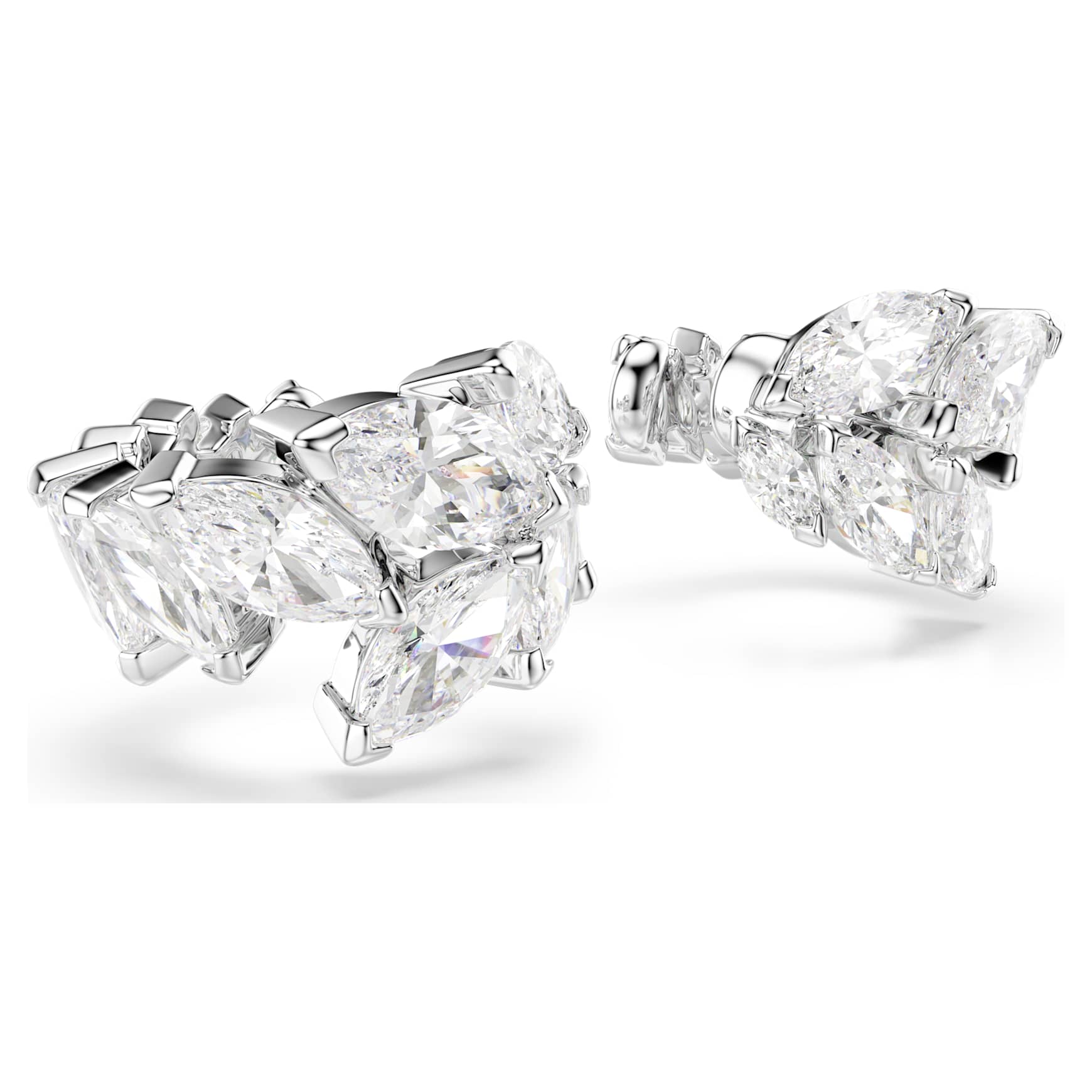 Mesmera ear cuffs, Marquise cut, White, Rhodium plated