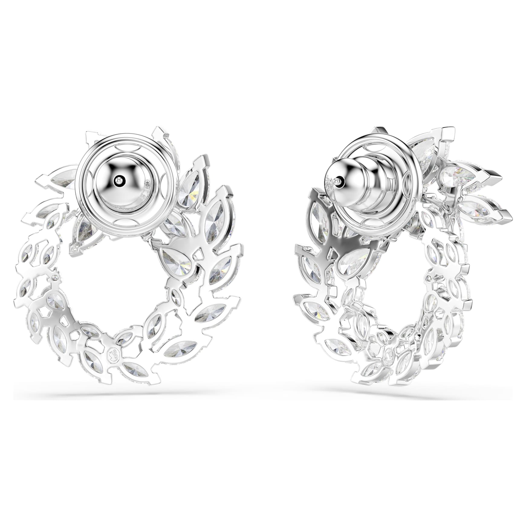 Mesmera hoop earrings, Marquise cut, White