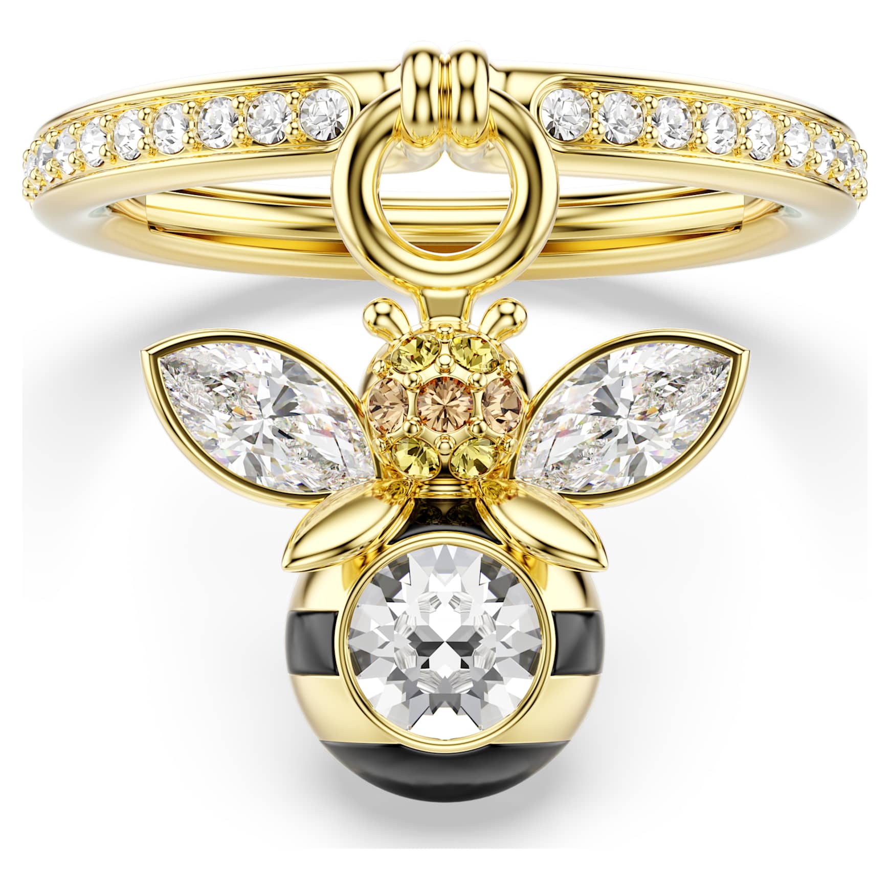 Idyllia motif ring, Mixed cuts, Bee, Multicoloured, Gold-tone plated by SWAROVSKI