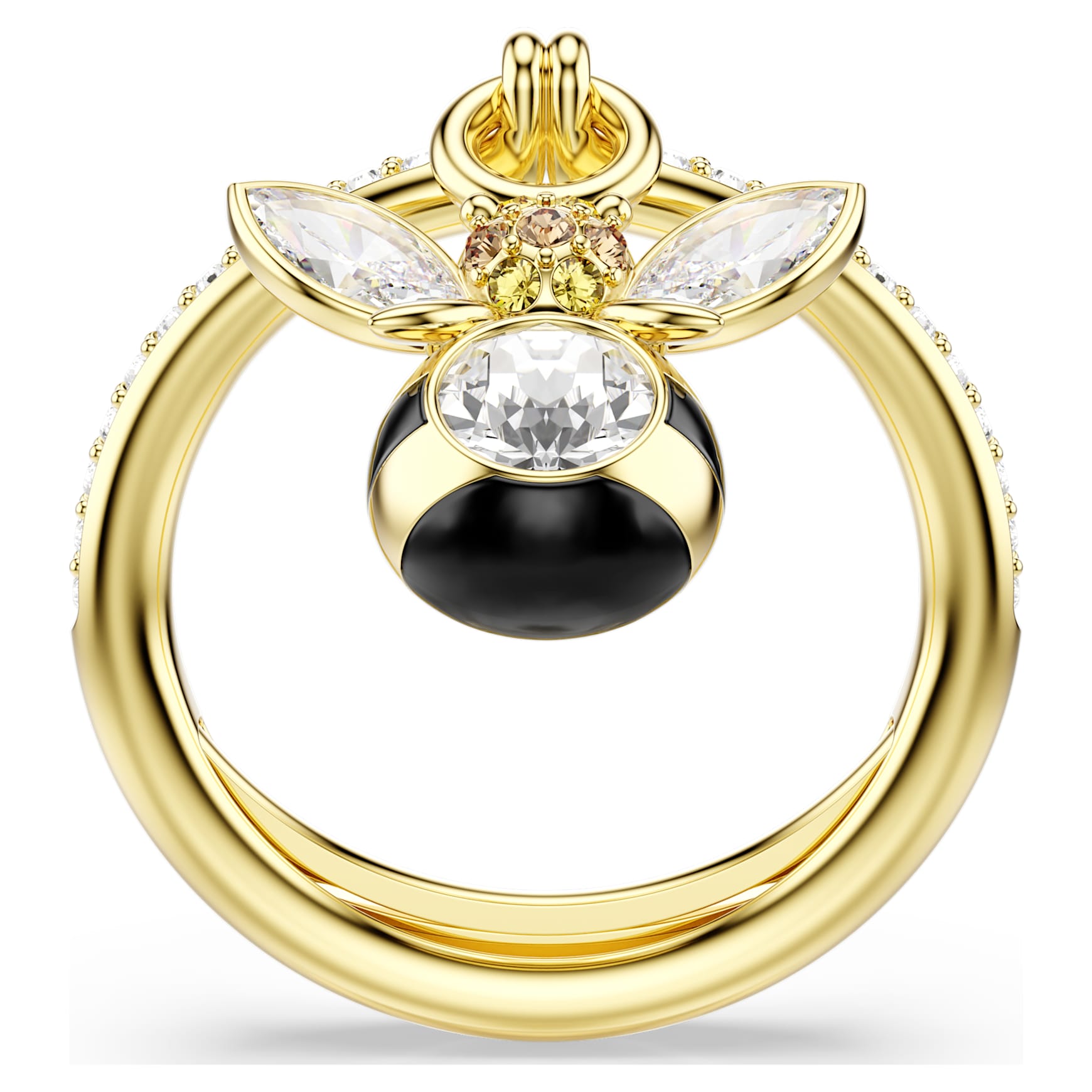 Idyllia motif ring, Mixed cuts, Bee, Multicoloured, Gold-tone plated by SWAROVSKI