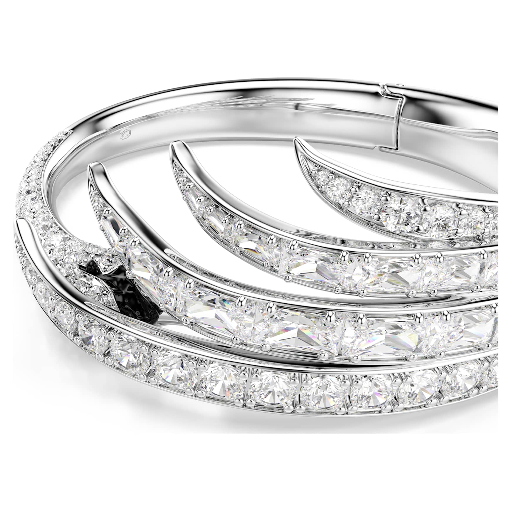 Vienna bangle, Mixed cuts, Swan, White, Rhodium plated