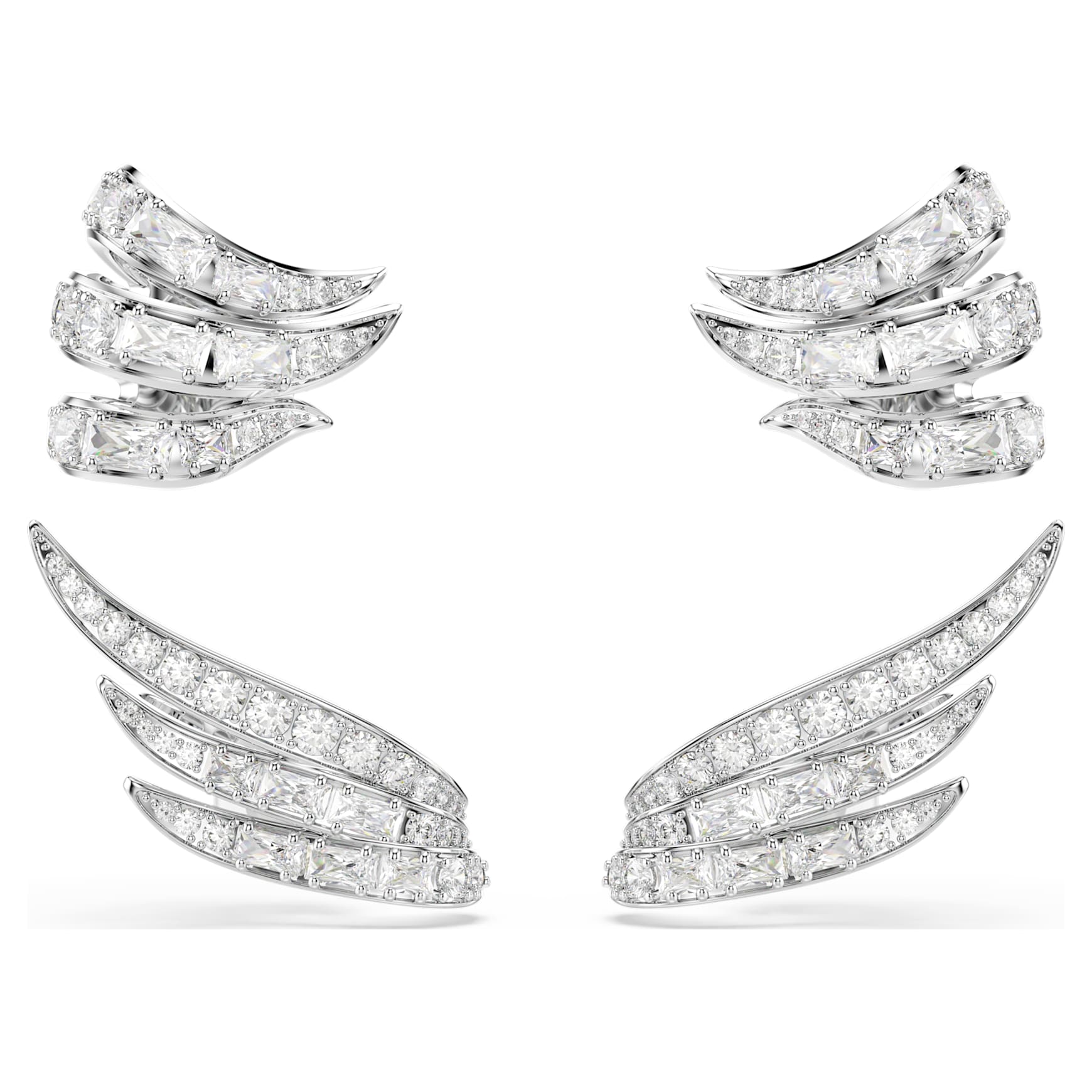 Vienna ear cuffs, Mixed cuts, Swan, White, Rhodium plated - Swarovski, 5749071