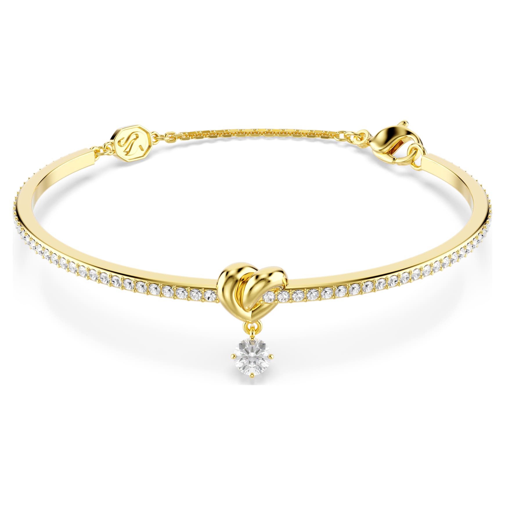 Lifelong bangle, Round cut, Heart, White, Gold-tone plated by SWAROVSKI