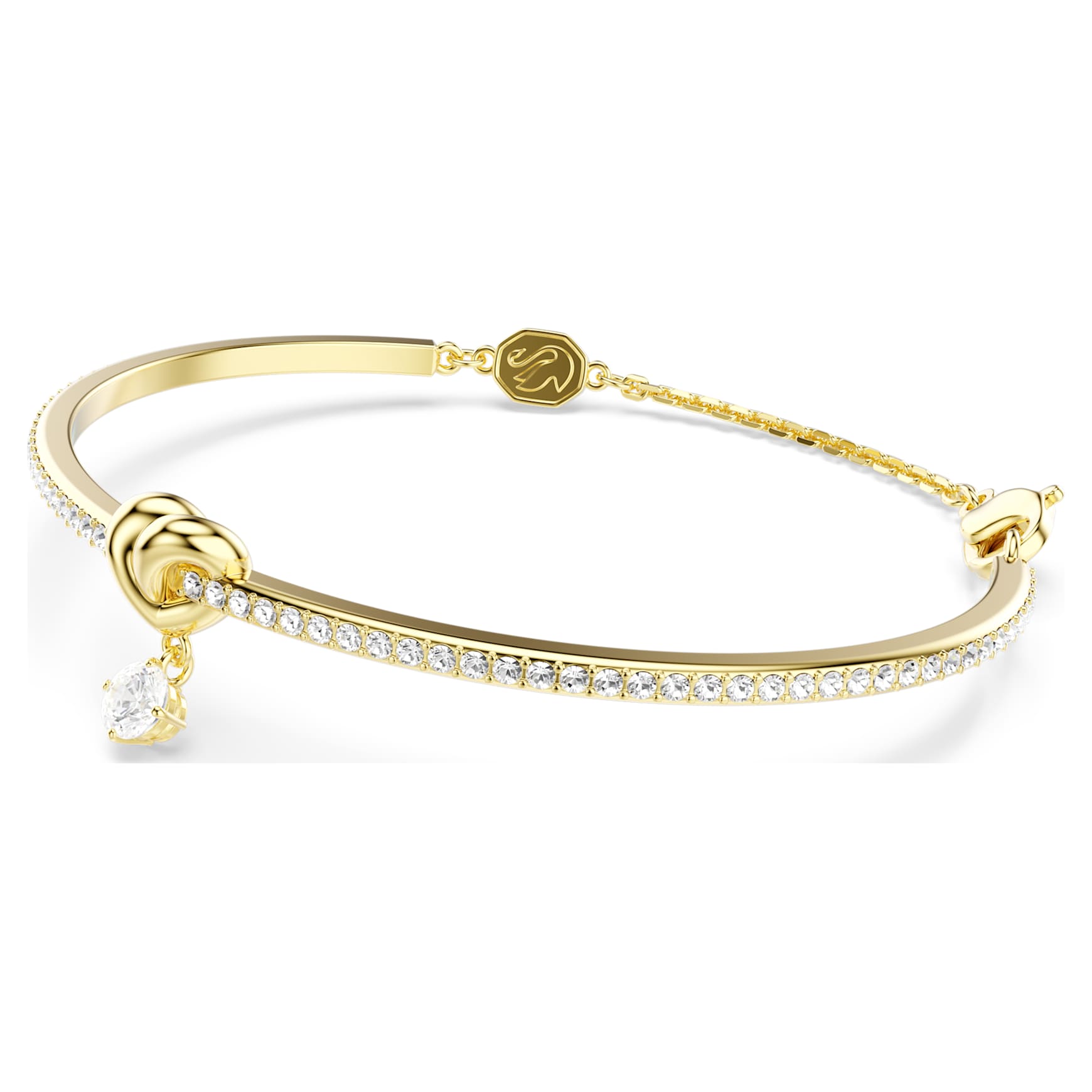 Lifelong bangle, Round cut, Heart, White, Gold-tone plated by SWAROVSKI