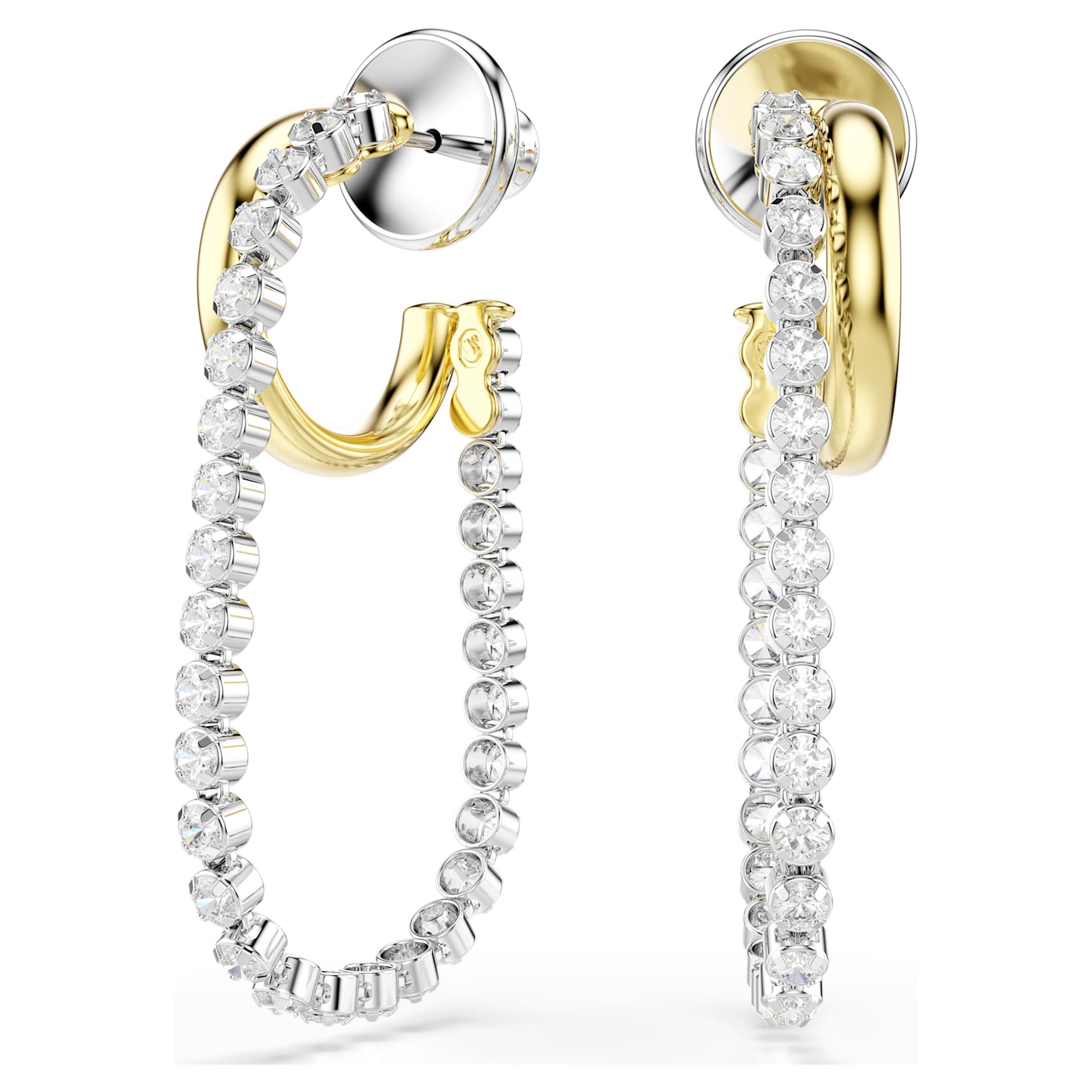Hyperbola earrings, Round cut, White, Mixed metal finish