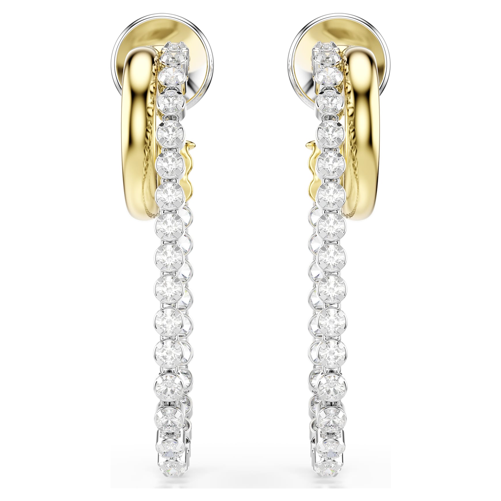 Hyperbola earrings, Round cut, White, Mixed metal finish