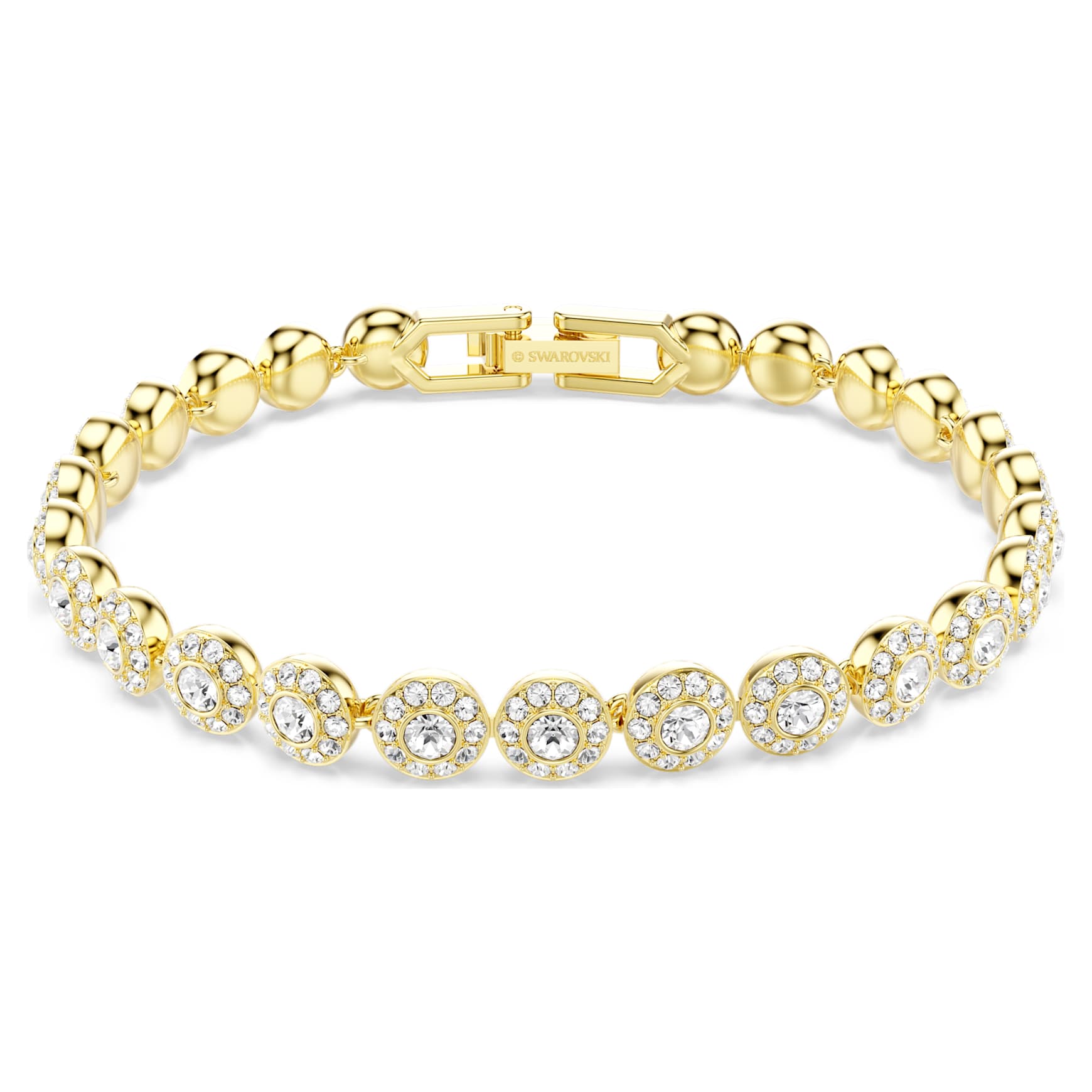 Una Angelic bracelet, Round cut, White, 18K gold finish