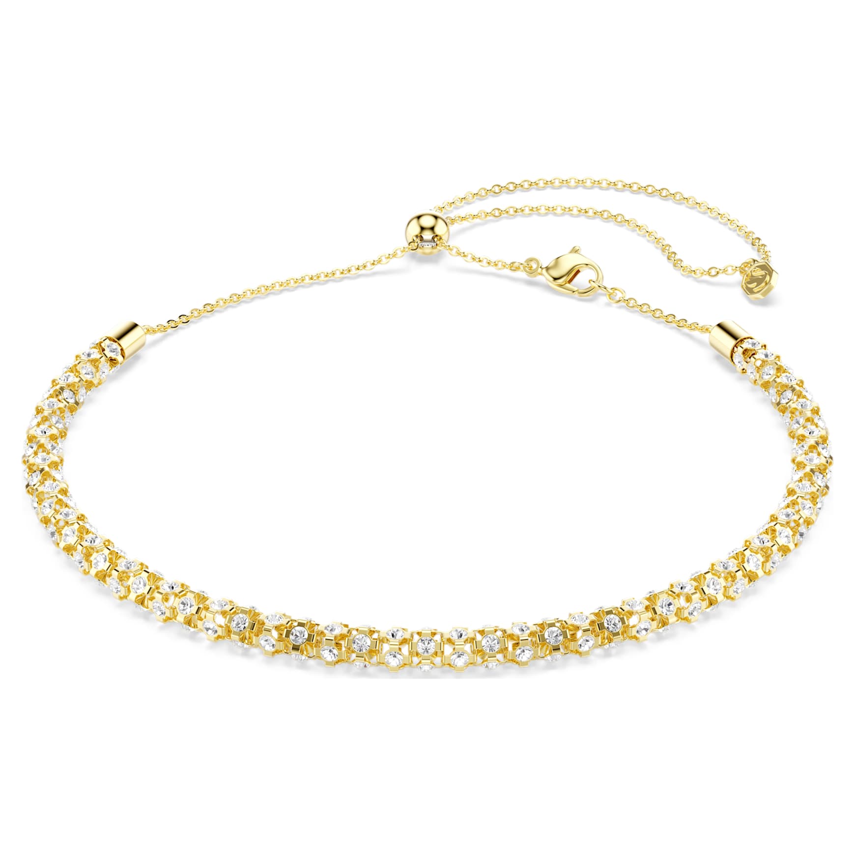 Dextera necklace, Round cut, White, Gold-tone finish by SWAROVSKI