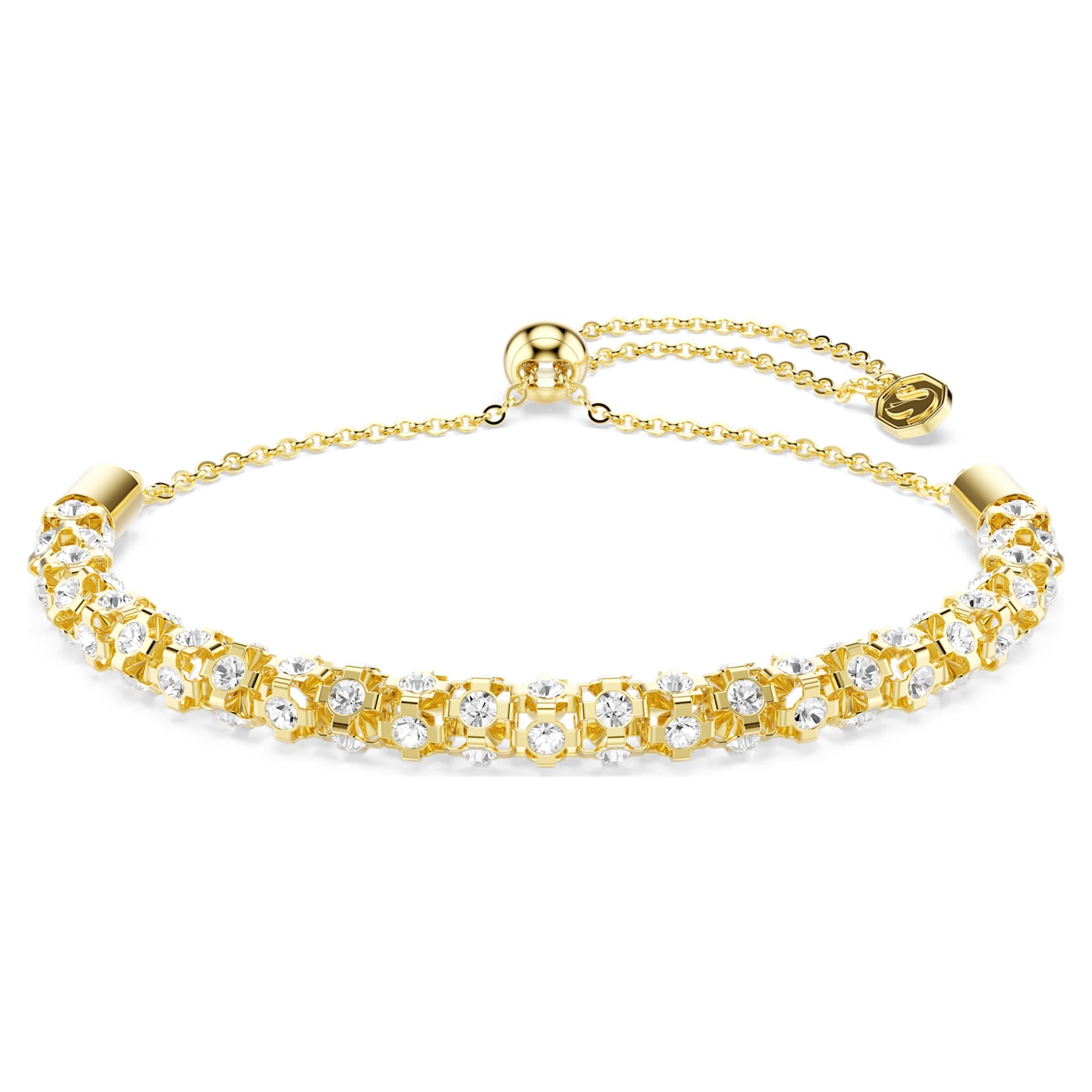Dextera bracelet, Round cut, White, Gold-tone finish by SWAROVSKI