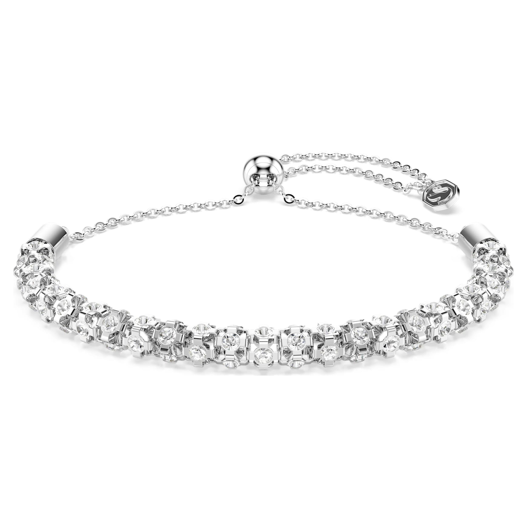 Dextera bracelet, Round cut, White, Stainless steel by SWAROVSKI