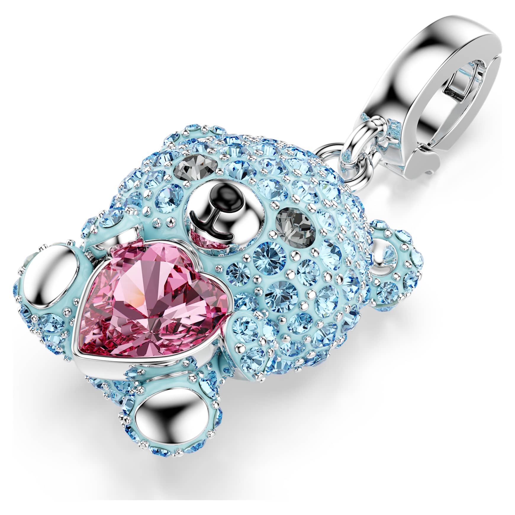 Idyllia charm, Mixed cuts, Teddy, Blue, Rhodium plated by SWAROVSKI