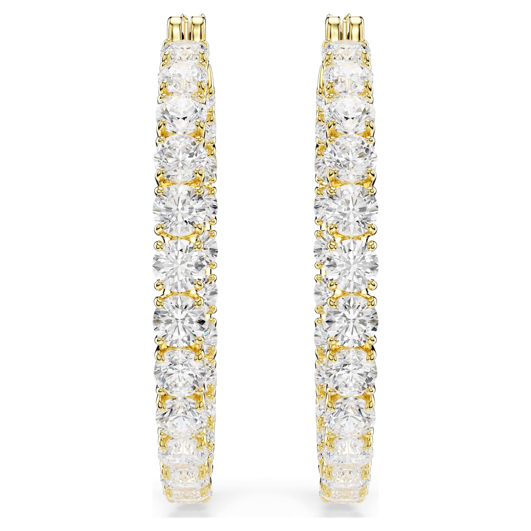 Matrix hoop earrings, Round cut, White