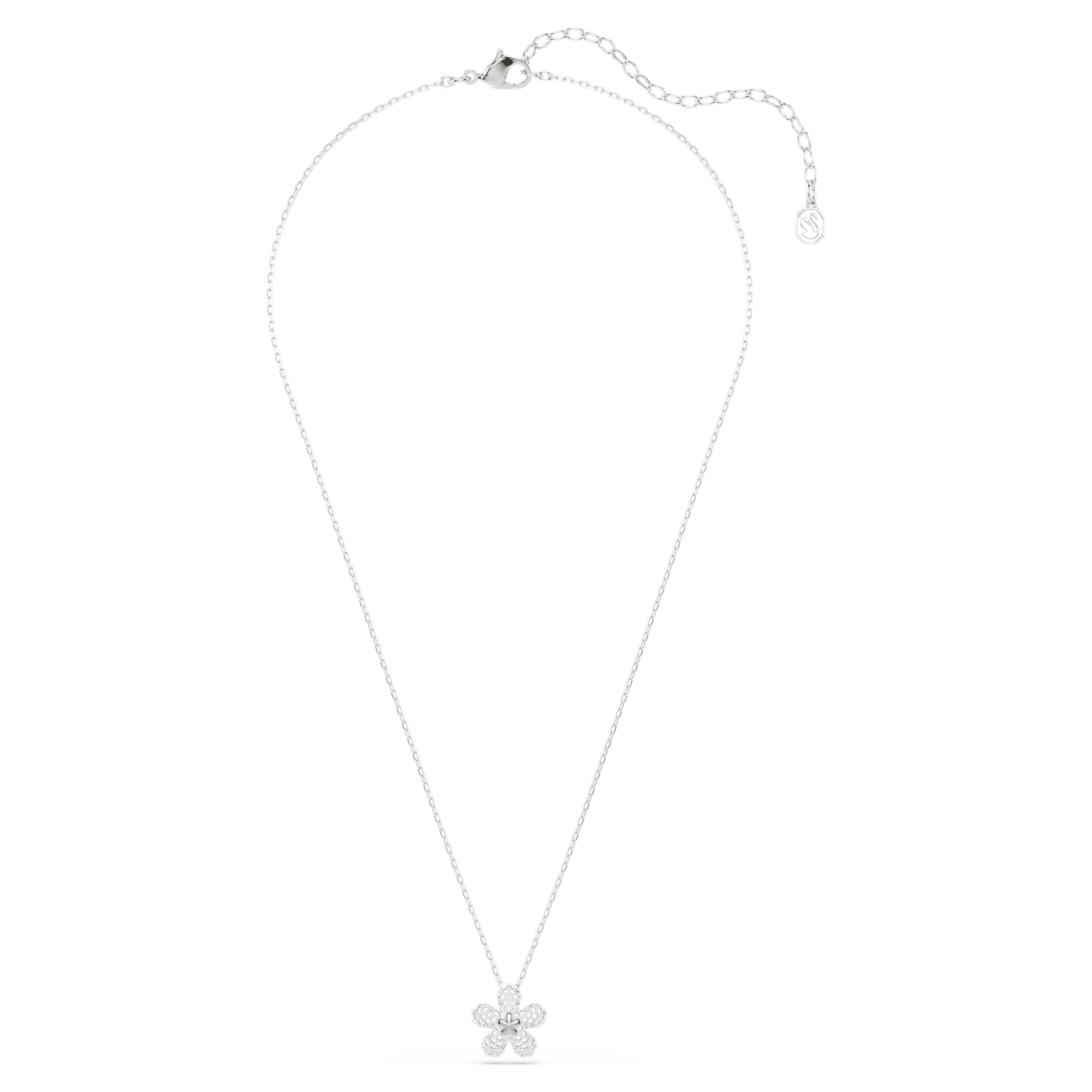 Tough pendant, Pavé, Flower, White, Mixed metal finish by SWAROVSKI