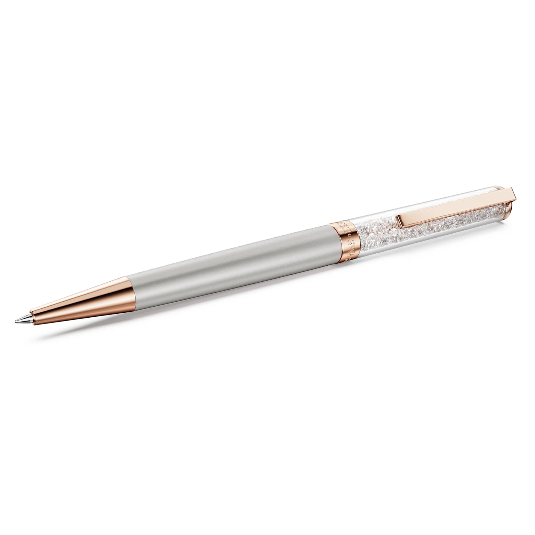 Crystalline ballpoint pen, Grey, Grey lacquered, rose gold-tone plated by SWAROVSKI