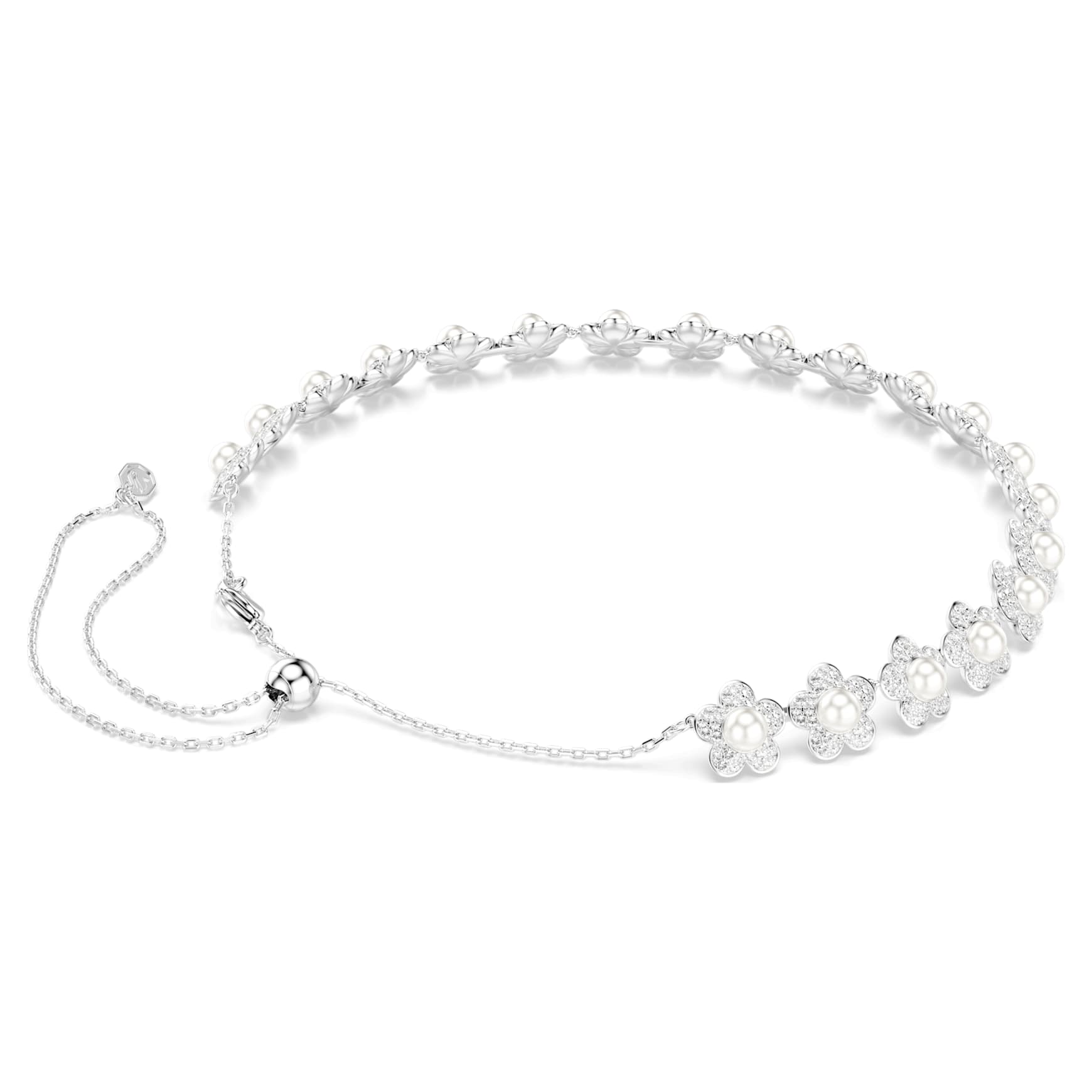 Ariana Grande x Swarovski choker, Crystal pearl, Round cut, White, Rhodium plated