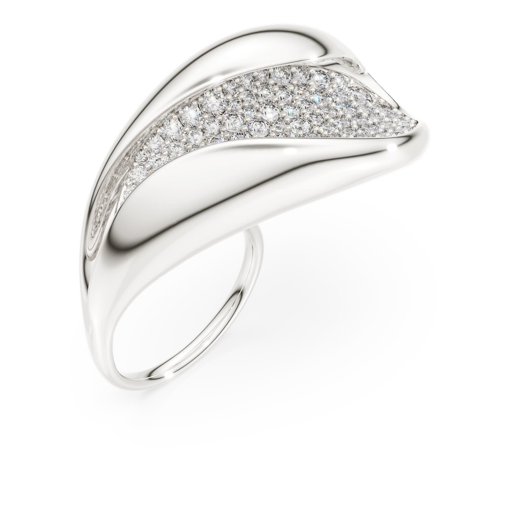 Swarovski Classica cocktail ring, Statement, Round cut, White, Sterling silver