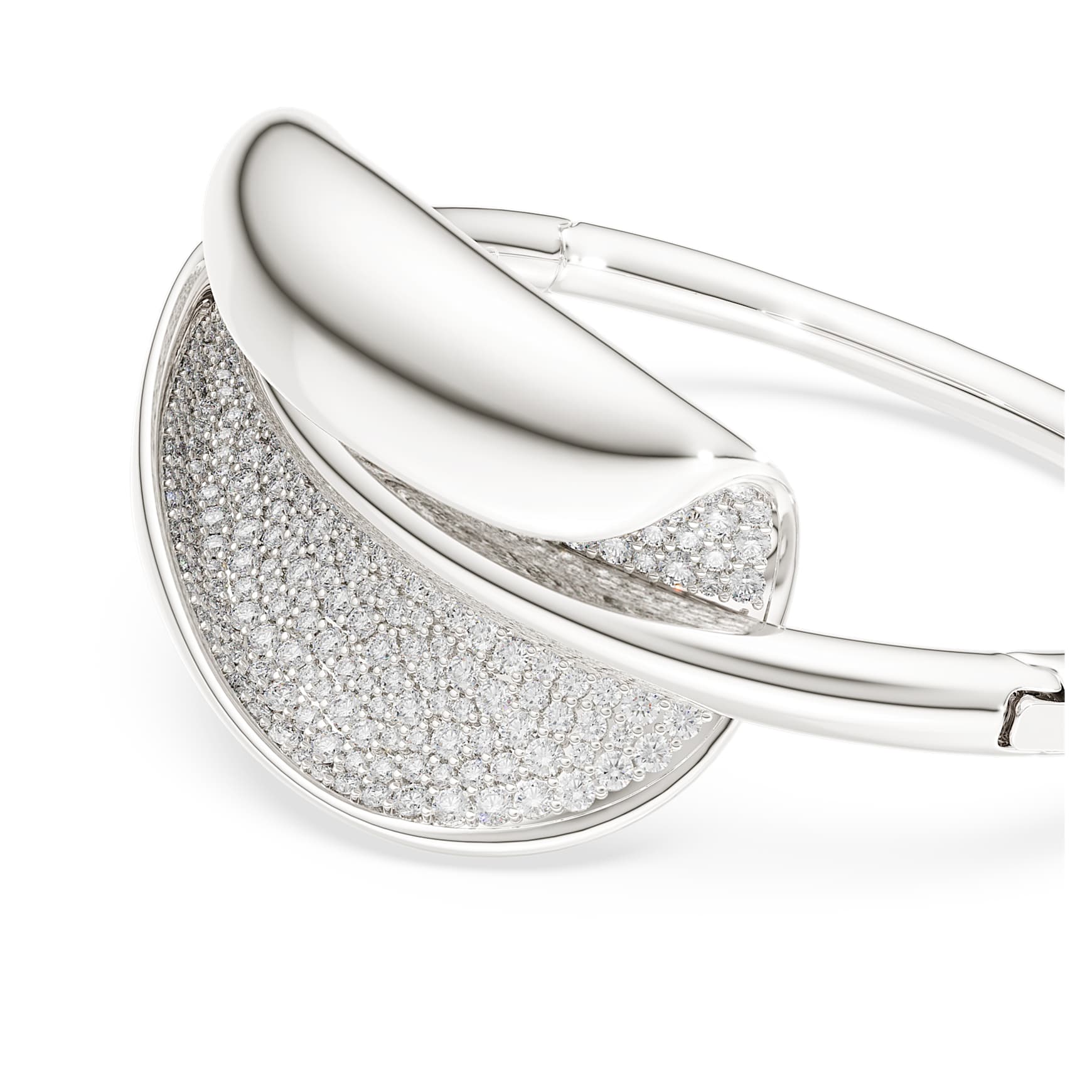 Swarovski Classica bangle, Statement, Round cut, White, Sterling silver