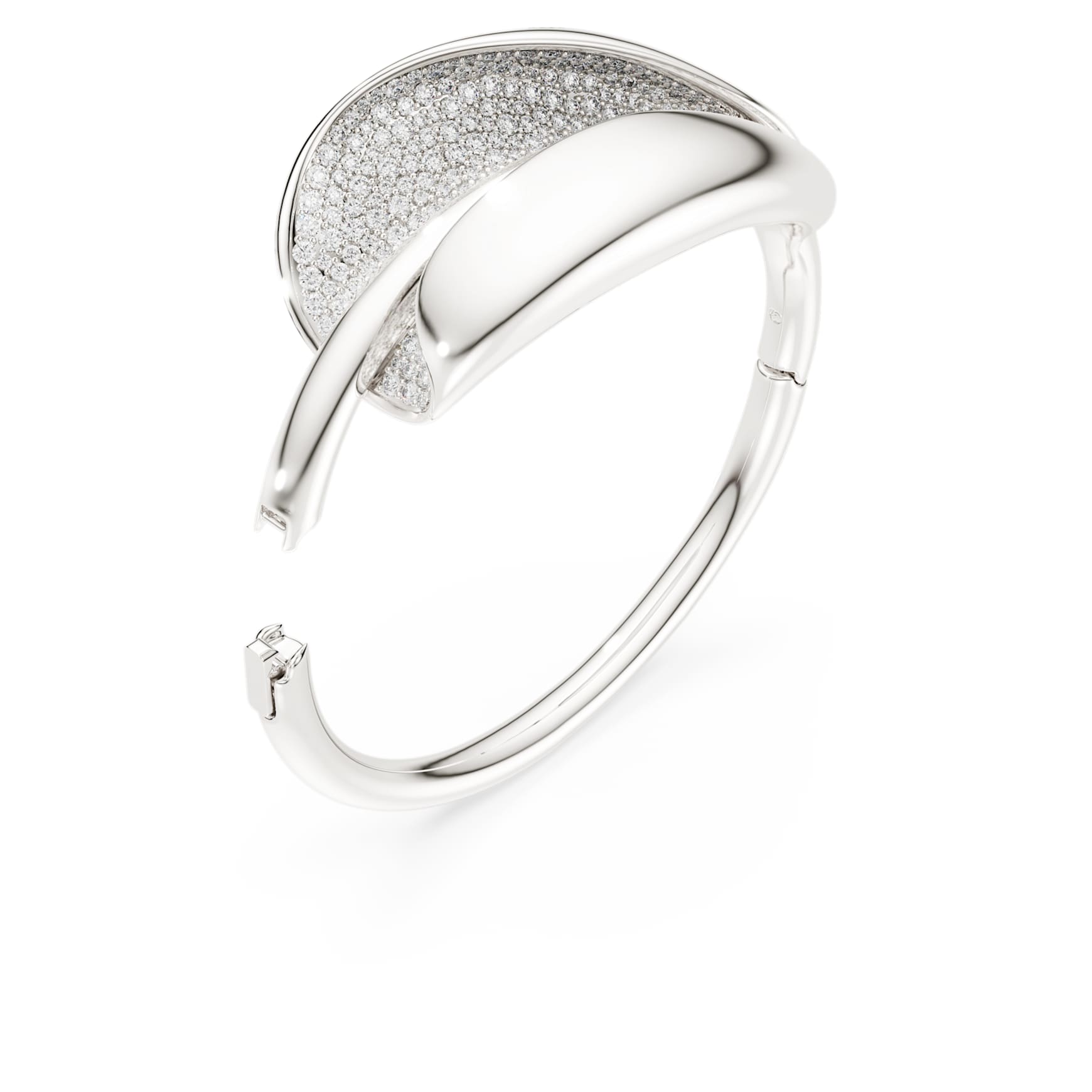 Swarovski Classica bangle, Statement, Round cut, White, Sterling silver