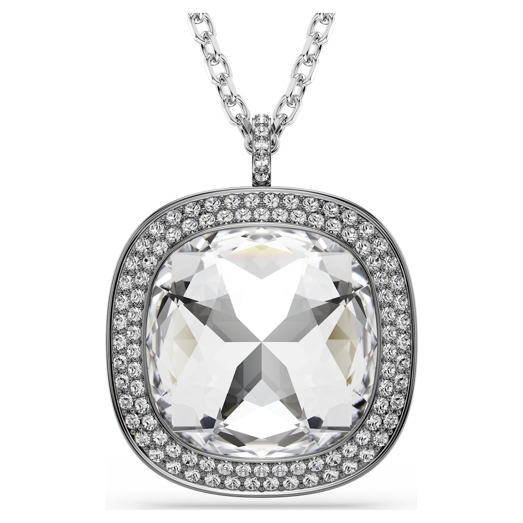 Una Angelic pendant and brooch, Cushion cut, White, Mixed plating