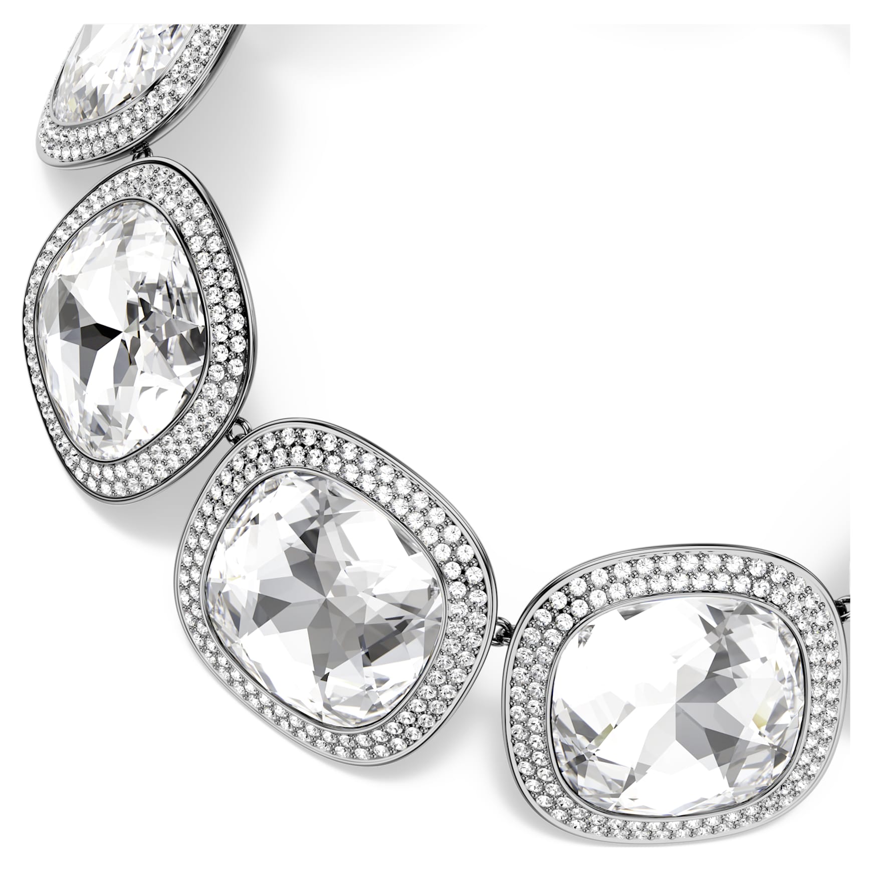 Una Angelic choker, Cushion cut, White, Ruthenium plated