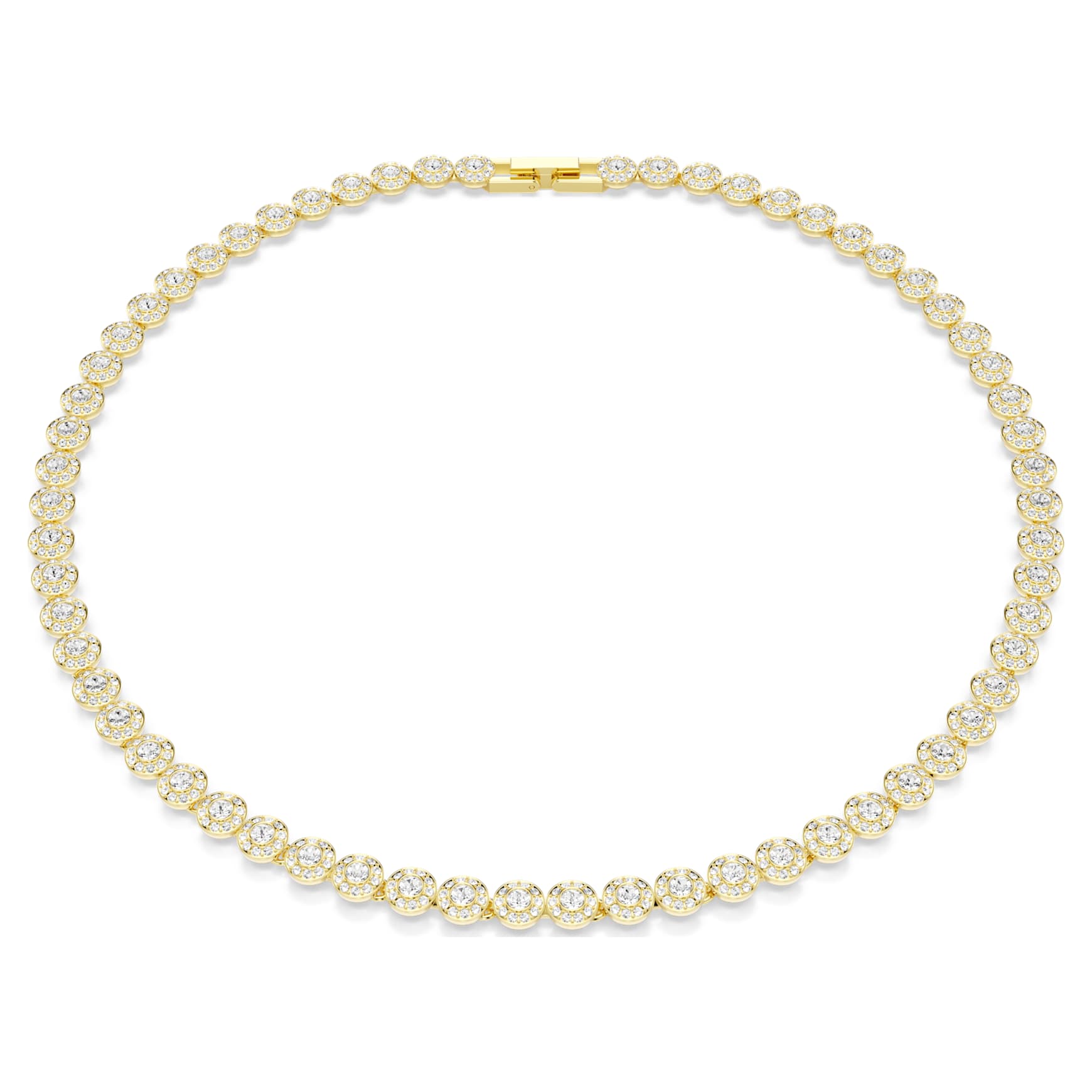 Una Angelic necklace, Round cut, Small, White, 18K gold finish
